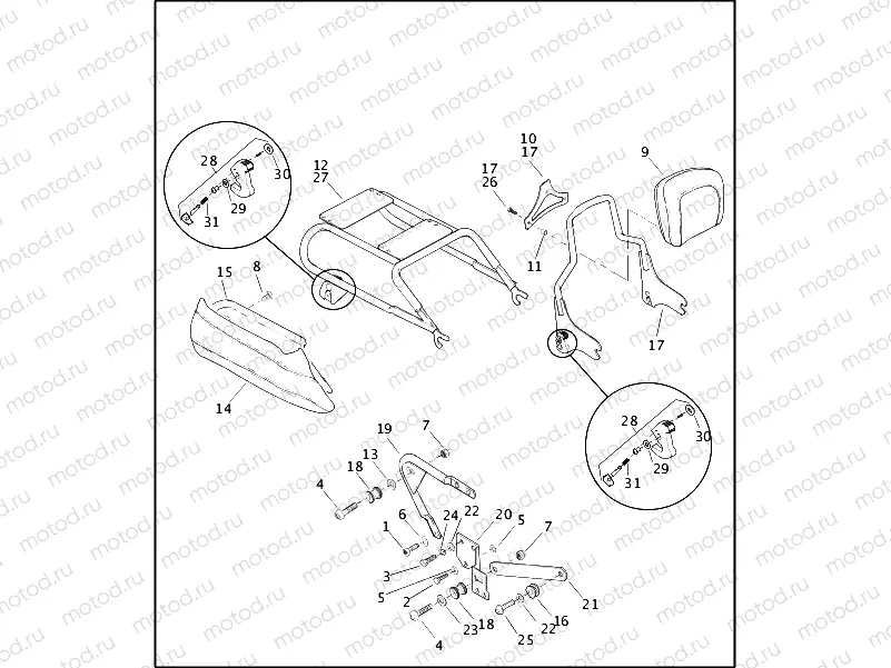 DETACHABLE TOUR-PAK RACK & PASSENGER BACKREST