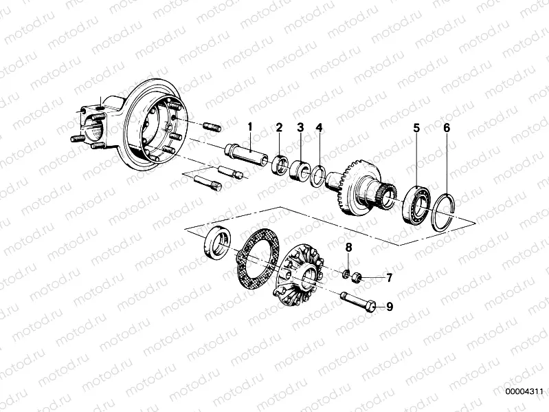 Differential-crown wheel inst.parts