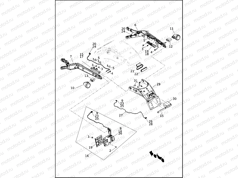 DOMESTIC LICENSE PLATE BRACKET AND TURN SIGNALS, REAR