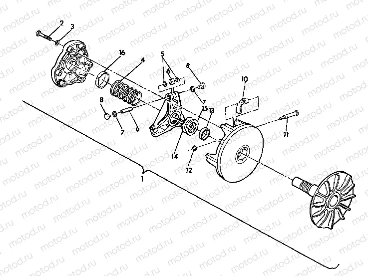 DRIVE CLUTCH ASSEMBLY 250 4X4 - Update (4919791979028A) | DRIVE CLUTCH ASSEMBLY 250 4X4 - Update (4919791979028A)