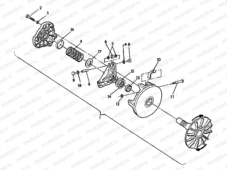 DRIVE CLUTCH ASSEMBLY  350 4X4 - Update (4919831983029A) | DRIVE CLUTCH ASSEMBLY  350 4X4 - Update (4919831983029A)