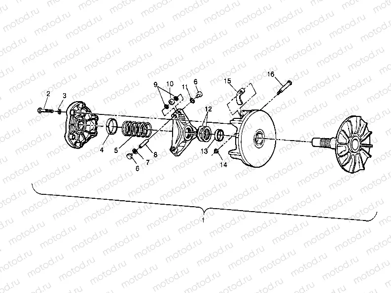 DRIVE CLUTCH ASSEMBLY Sport 400L W958540 (4930133013B011) | DRIVE CLUTCH ASSEMBLY Sport 400L W958540 (4930133013B011)