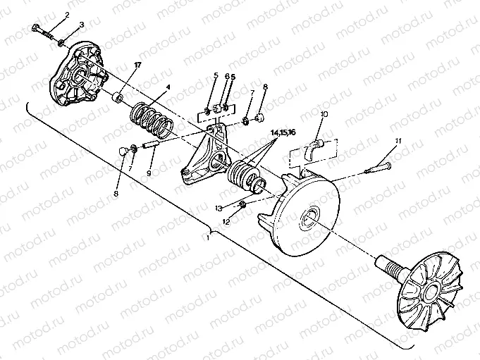 DRIVE CLUTCH ASSEMBLY Trail Boss / W928527 (4922892289023A) | DRIVE CLUTCH ASSEMBLY Trail Boss / W928527 (4922892289023A)