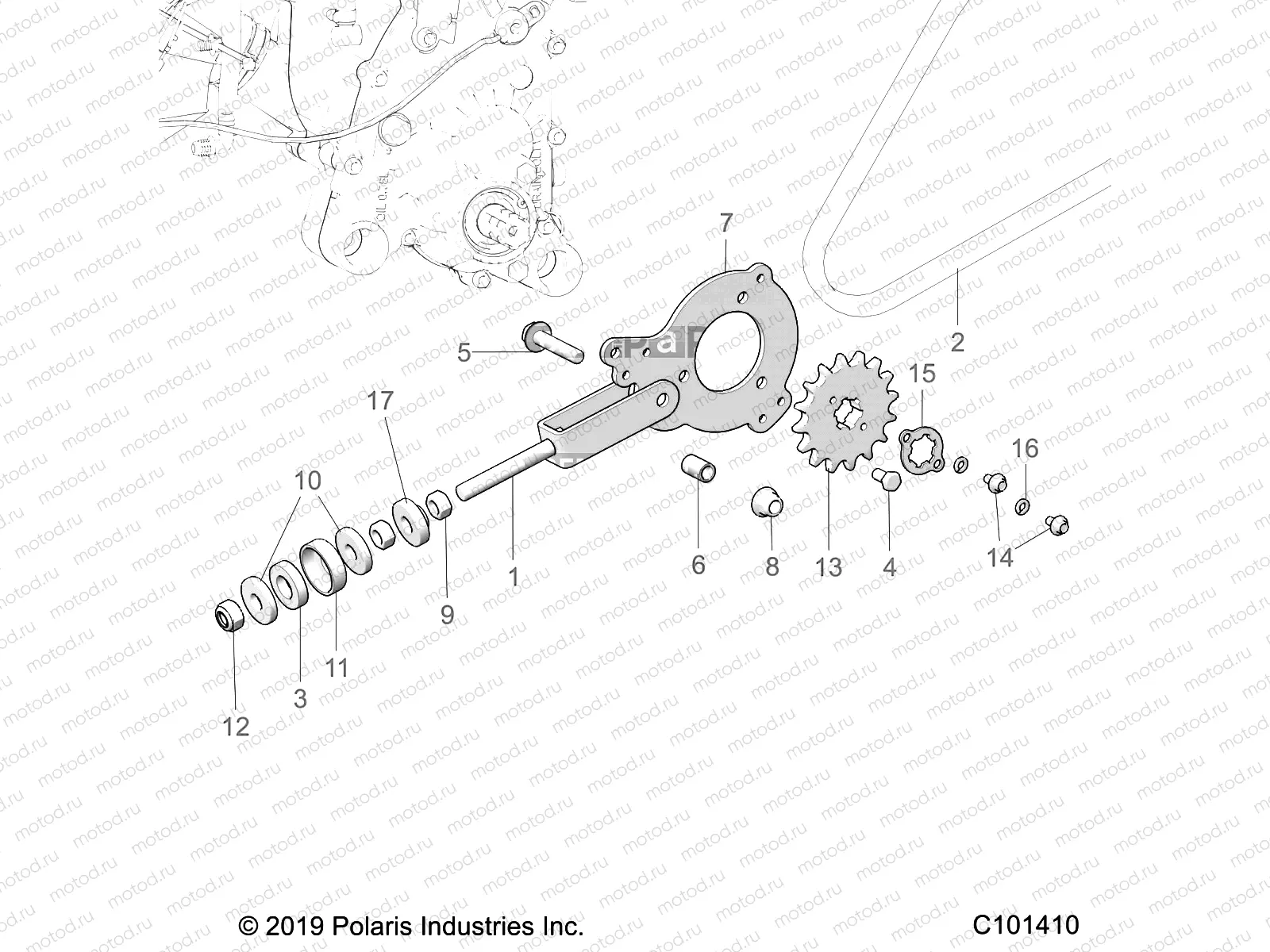DRIVE TRAIN | DRIVE TRAIN, CHAIN TENSIONER AND SPROCKET - A19HAA15A7/B7 (C101410)