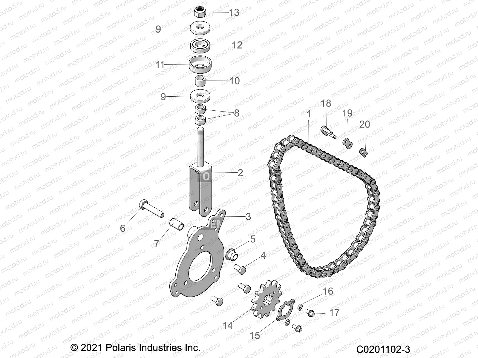 DRIVE TRAIN | DRIVE TRAIN, CHAIN TENSIONER AND SPROCKET - Z23HCB18D2 (C0201102-3)