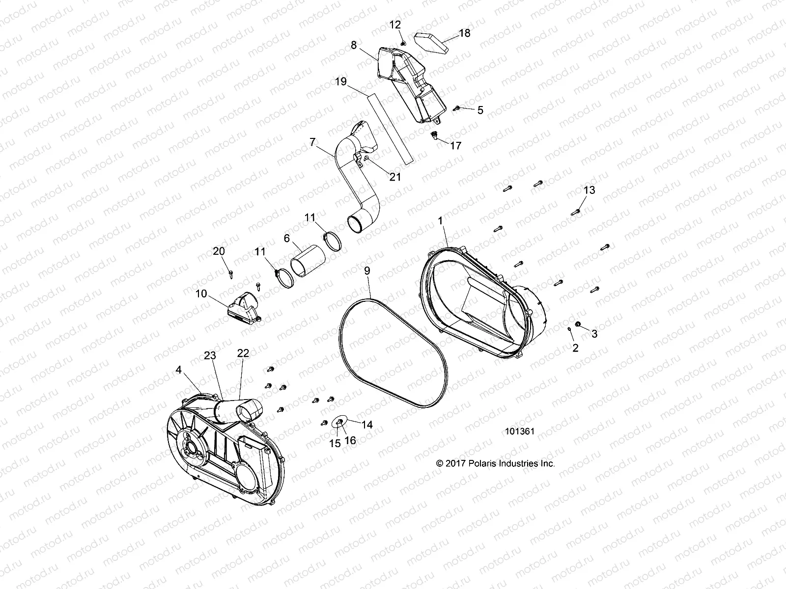 DRIVE TRAIN | DRIVE TRAIN, CLUTCH COVER AND DUCTING - A19DAE57A4 (101361)