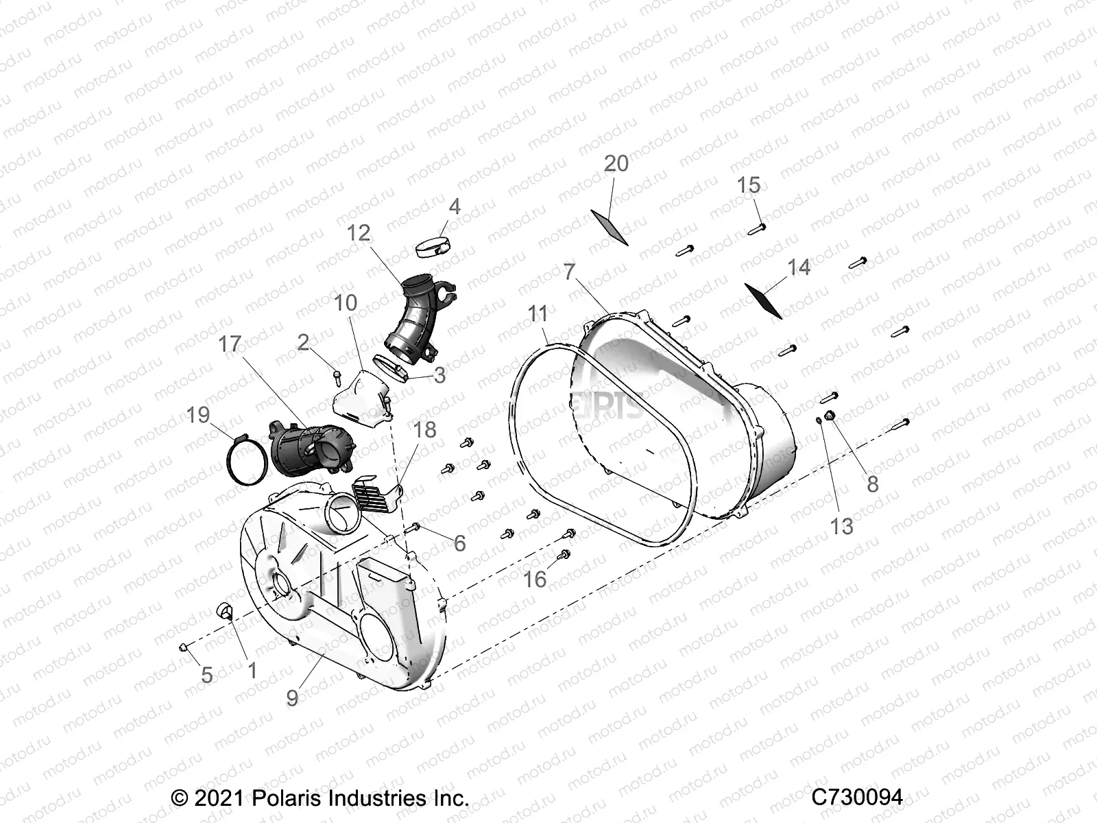DRIVE TRAIN | DRIVE TRAIN, CLUTCH COVER and DUCTING - D22M4A57B4/G57B4 (C730094)