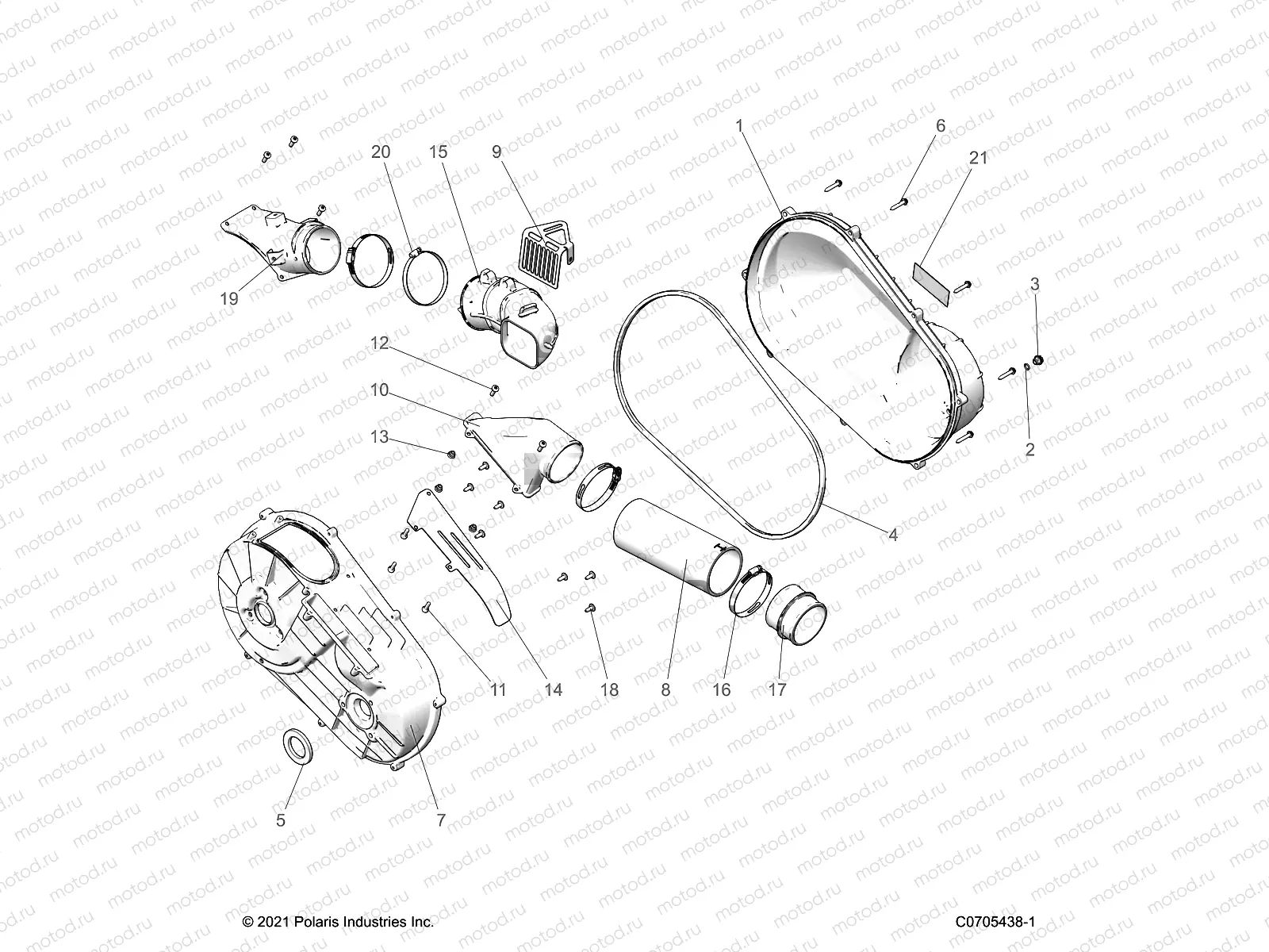 DRIVE TRAIN | DRIVE TRAIN, CLUTCH COVER and DUCTING - D22P4EP99A4/B4/F99A4 (C0705438-1)