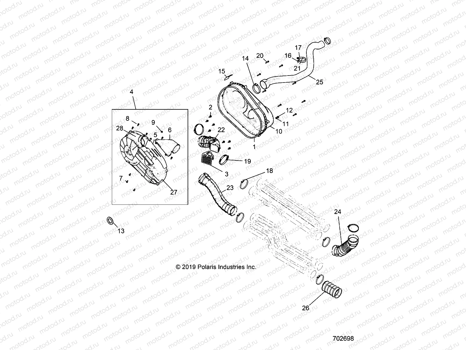 DRIVE TRAIN | DRIVE TRAIN, CLUTCH COVER AND DUCTING - G20G4J99AS/BS (702698)