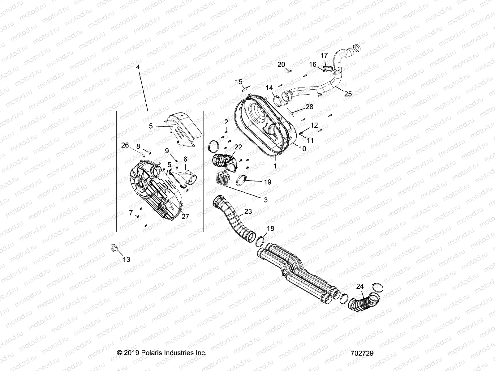 DRIVE TRAIN | DRIVE TRAIN, CLUTCH COVER AND DUCTING - G20GAE99F2/EFS/BFM/BCM/SFS/SC2 (702729)