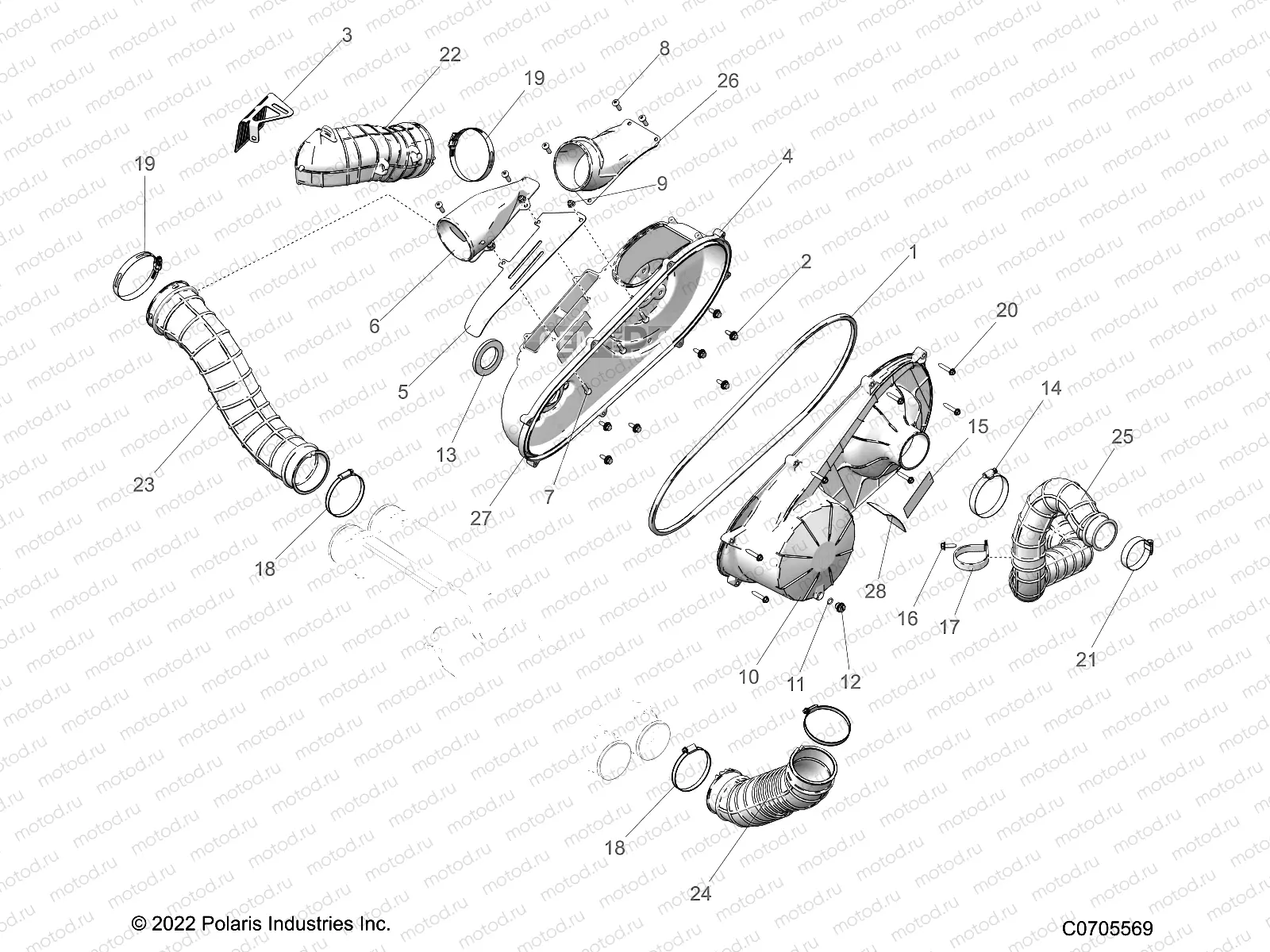 DRIVE TRAIN | DRIVE TRAIN, CLUTCH COVER AND DUCTING - G23GAB99CG/FG (C0705569)