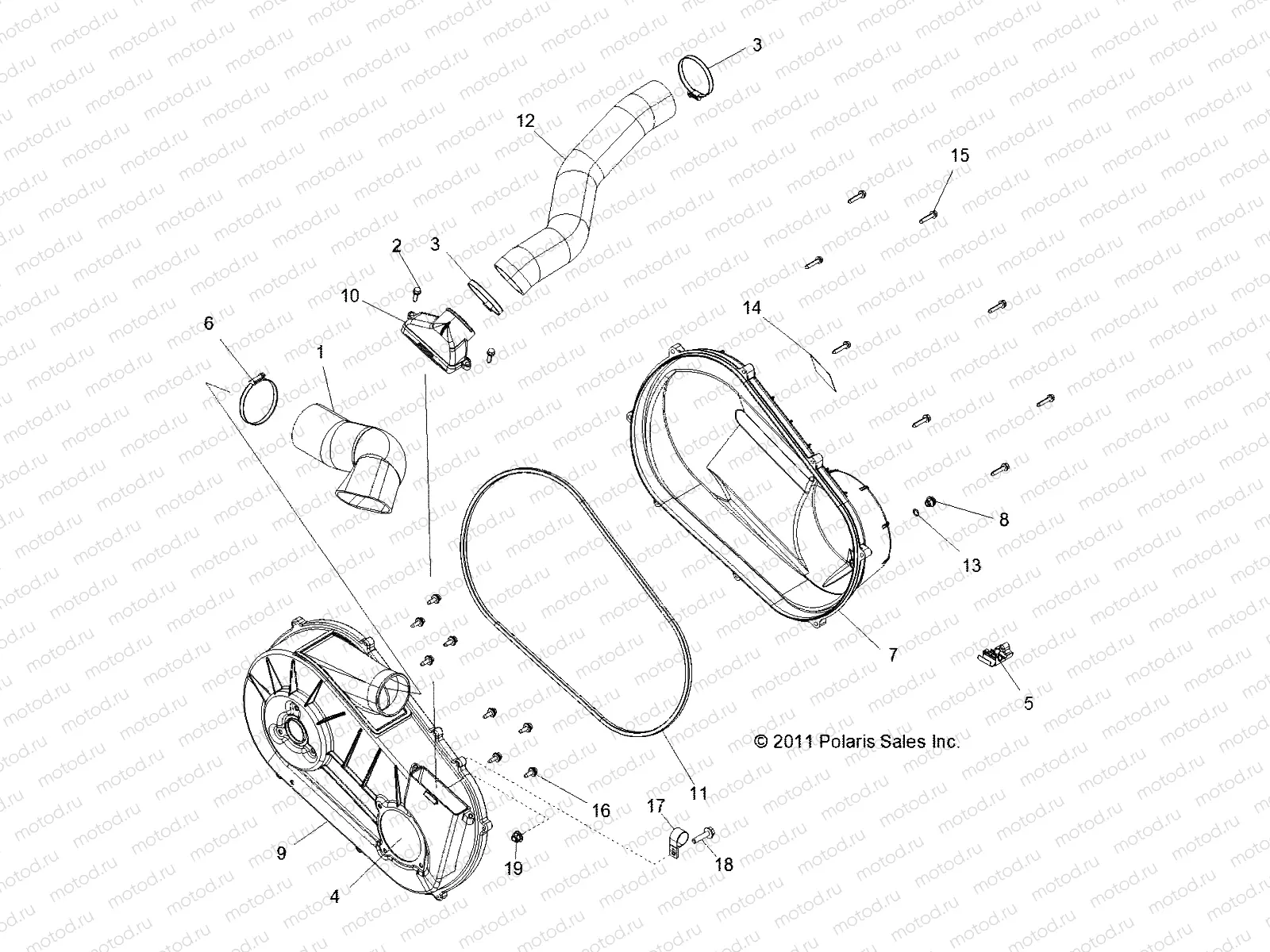 DRIVE TRAIN | DRIVE TRAIN, CLUTCH COVER and DUCTING - R12VH57AD (49RGRCLUTCHCVR12RZR570)