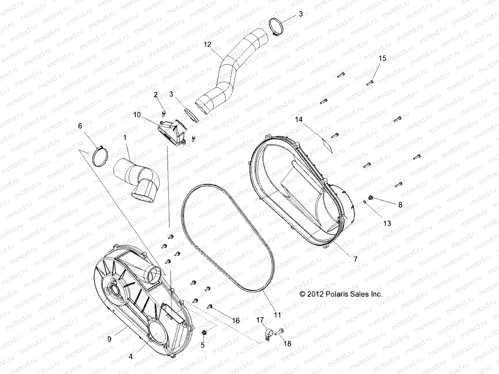DRIVE TRAIN | DRIVE TRAIN, CLUTCH COVER and DUCTING - R13VH57AD/6EAK (49RGRCLUTCHCVR13RZR570)