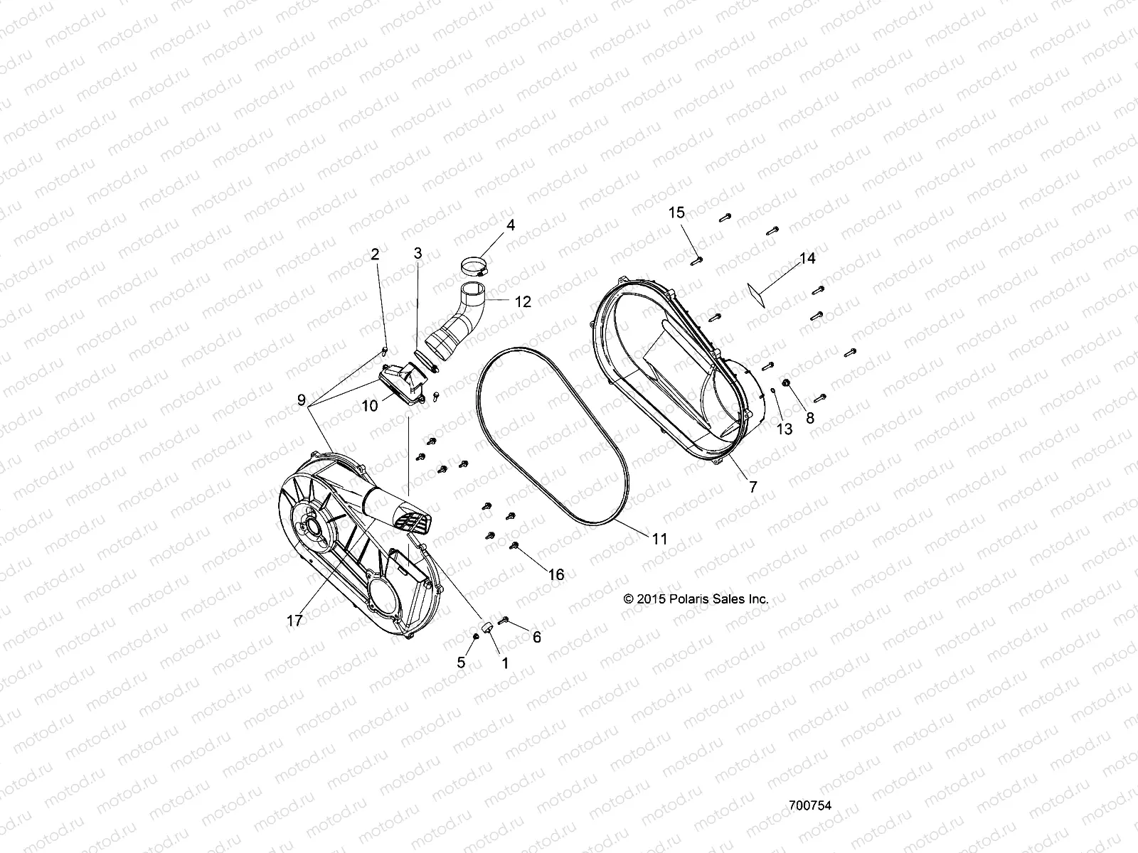 DRIVE TRAIN | DRIVE TRAIN, CLUTCH COVER and DUCTING - R17RNA57A1/A9/EAM/NM (49RGRCLUTCHCVR14570)