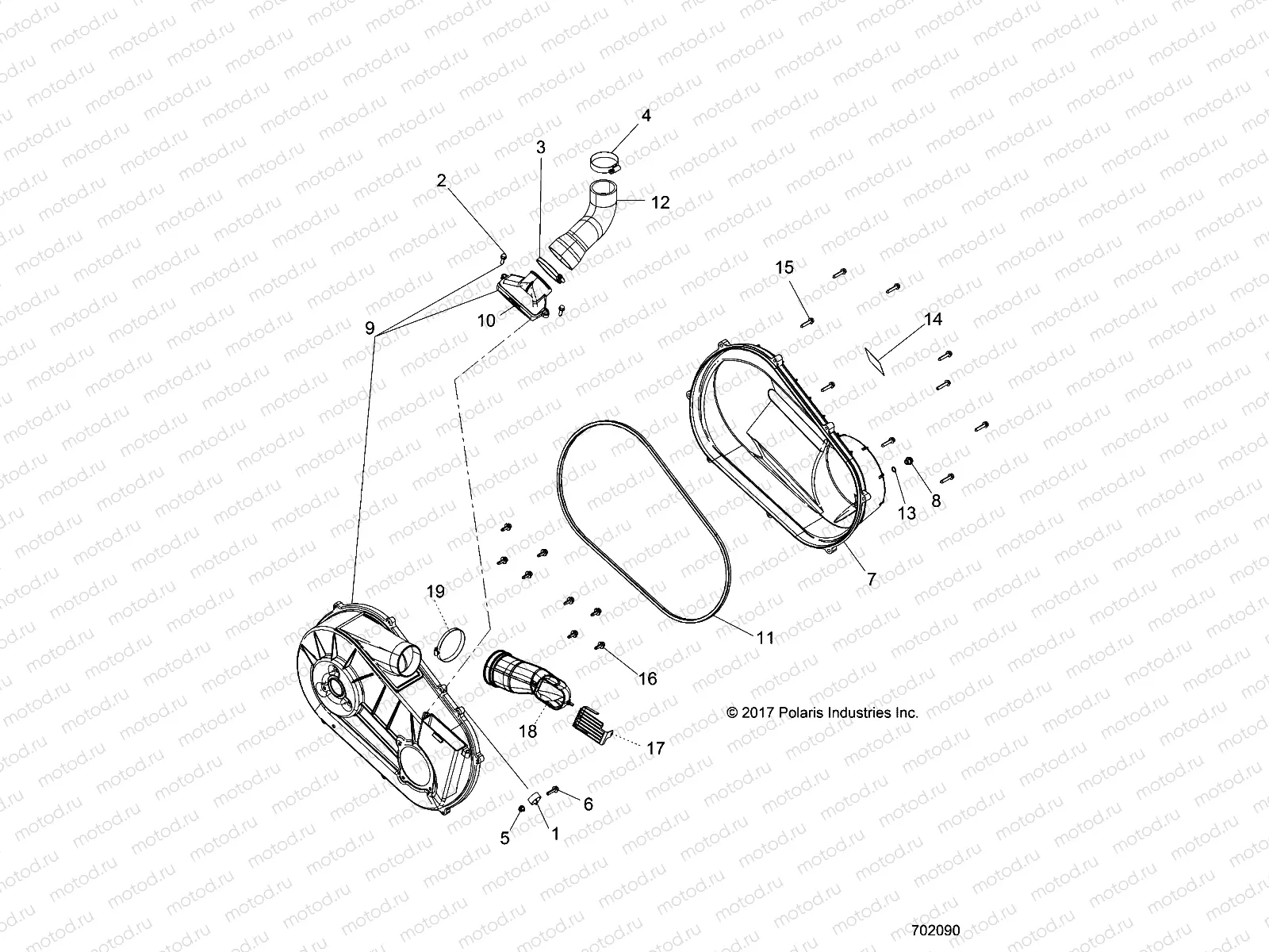 DRIVE TRAIN | DRIVE TRAIN, CLUTCH COVER and DUCTING -  R18RMA57F1/S57C1/F1/CV/T57C1 (702090)