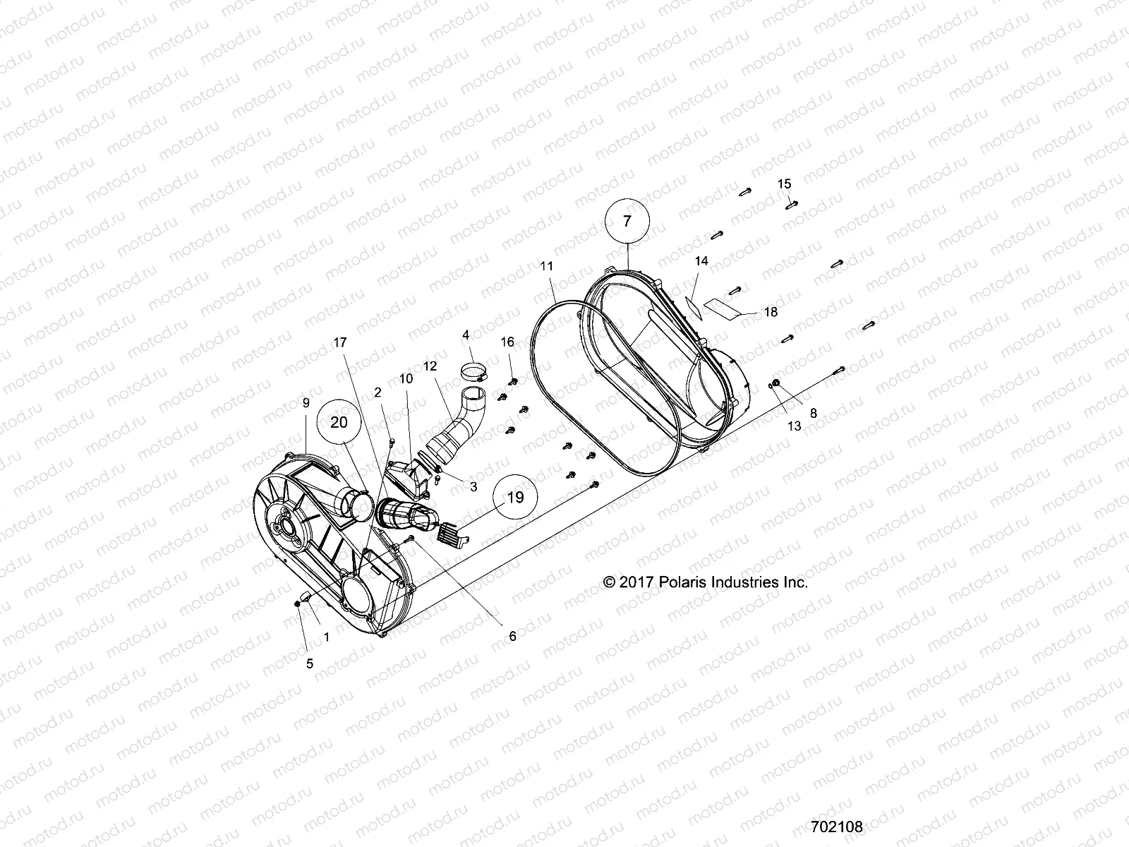 DRIVE TRAIN | DRIVE TRAIN, CLUTCH COVER and DUCTING - R18RNA57B1/B9/EBV (702108)