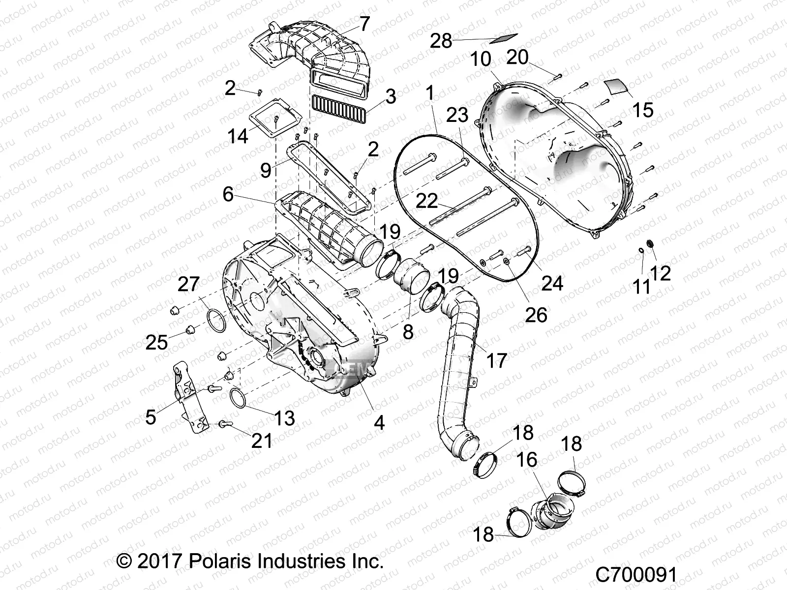 DRIVE TRAIN | DRIVE TRAIN, CLUTCH COVER AND DUCTING - R18RRE99FM/SFB/SCM (C700022)