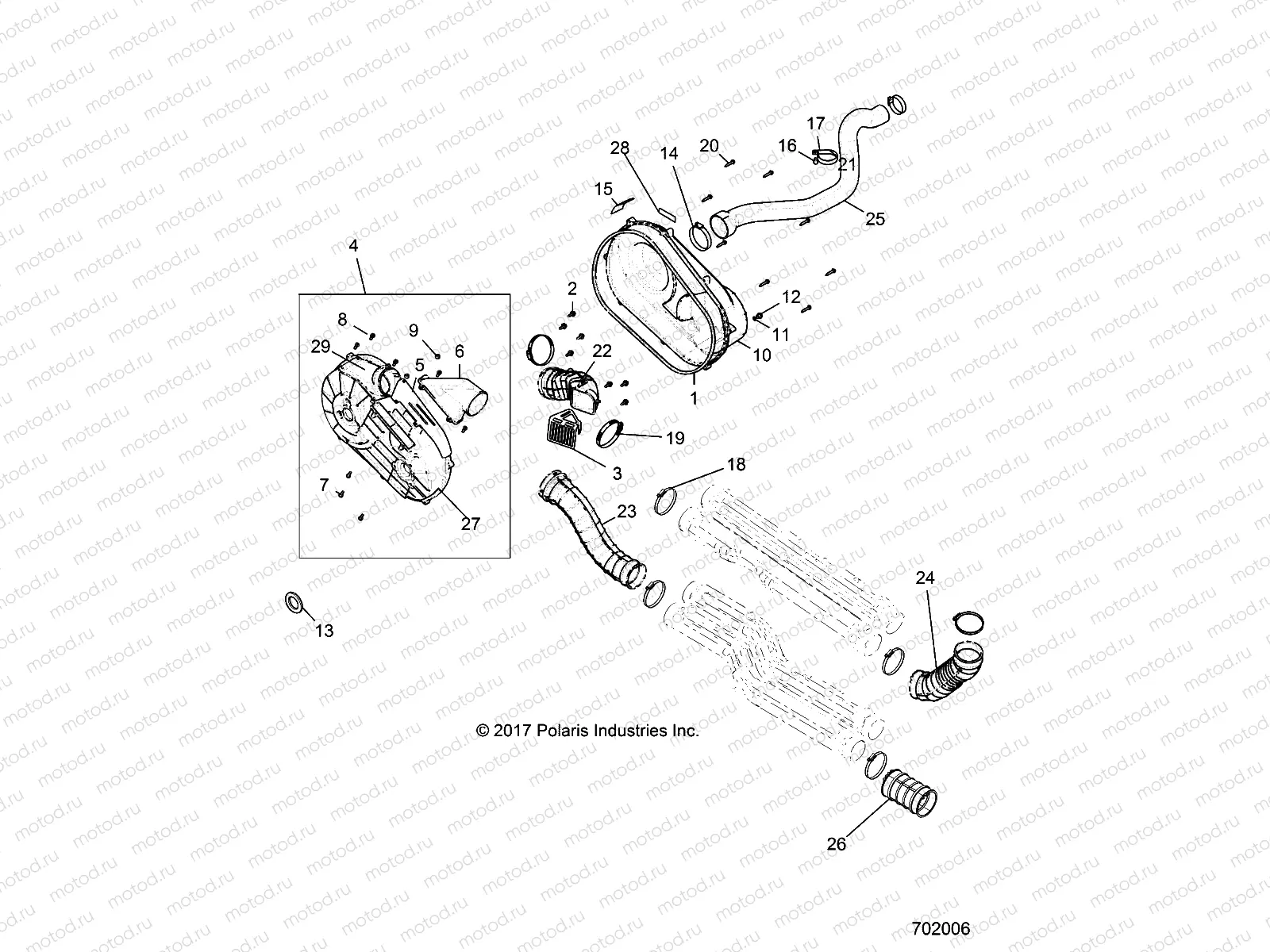 DRIVE TRAIN | DRIVE TRAIN, CLUTCH COVER AND DUCTING - R19RHE99ND (702006)