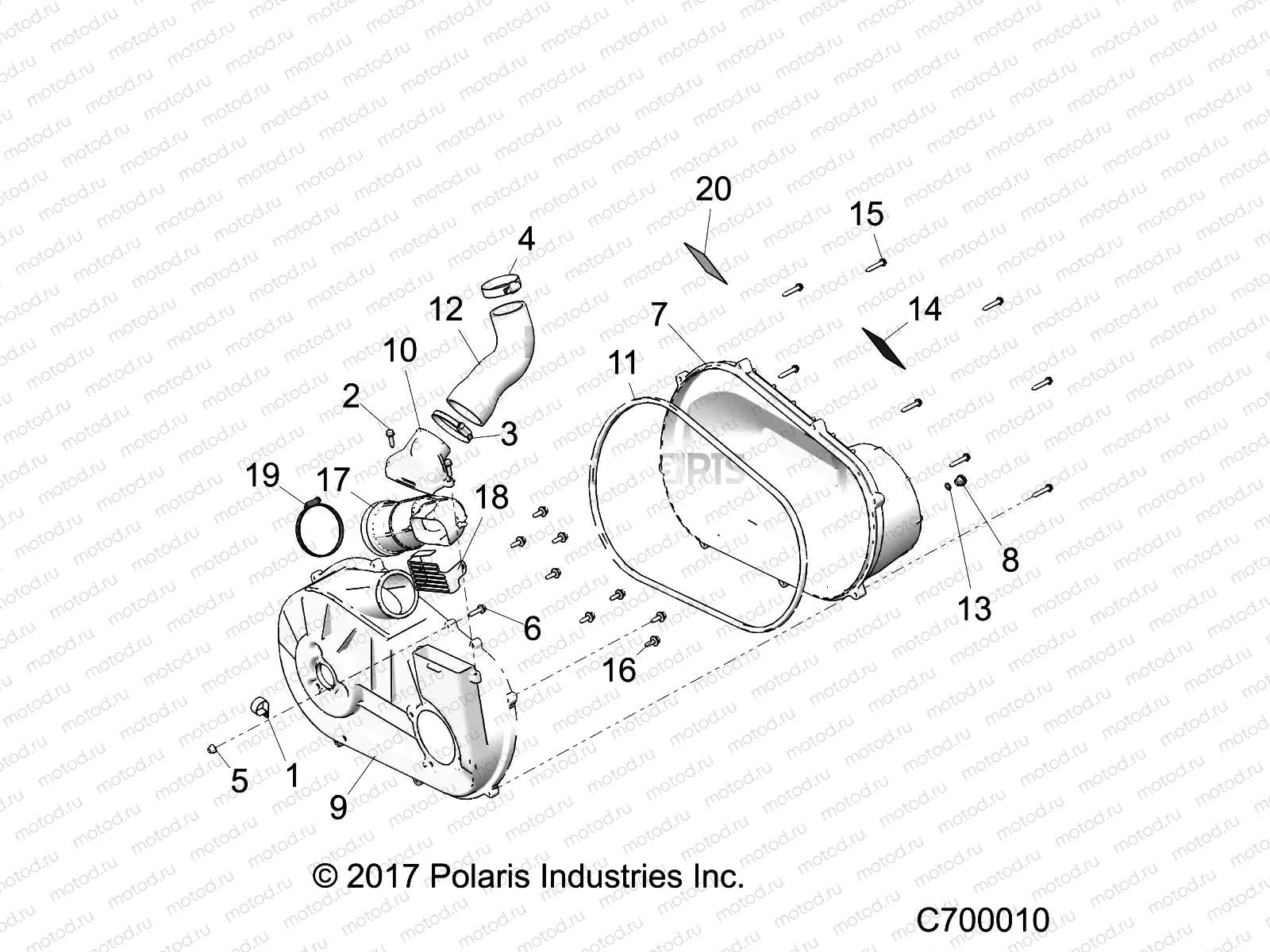DRIVE TRAIN | DRIVE TRAIN, CLUTCH COVER and DUCTING - R20CCA57A1/A7/B1/B7 (C700010)