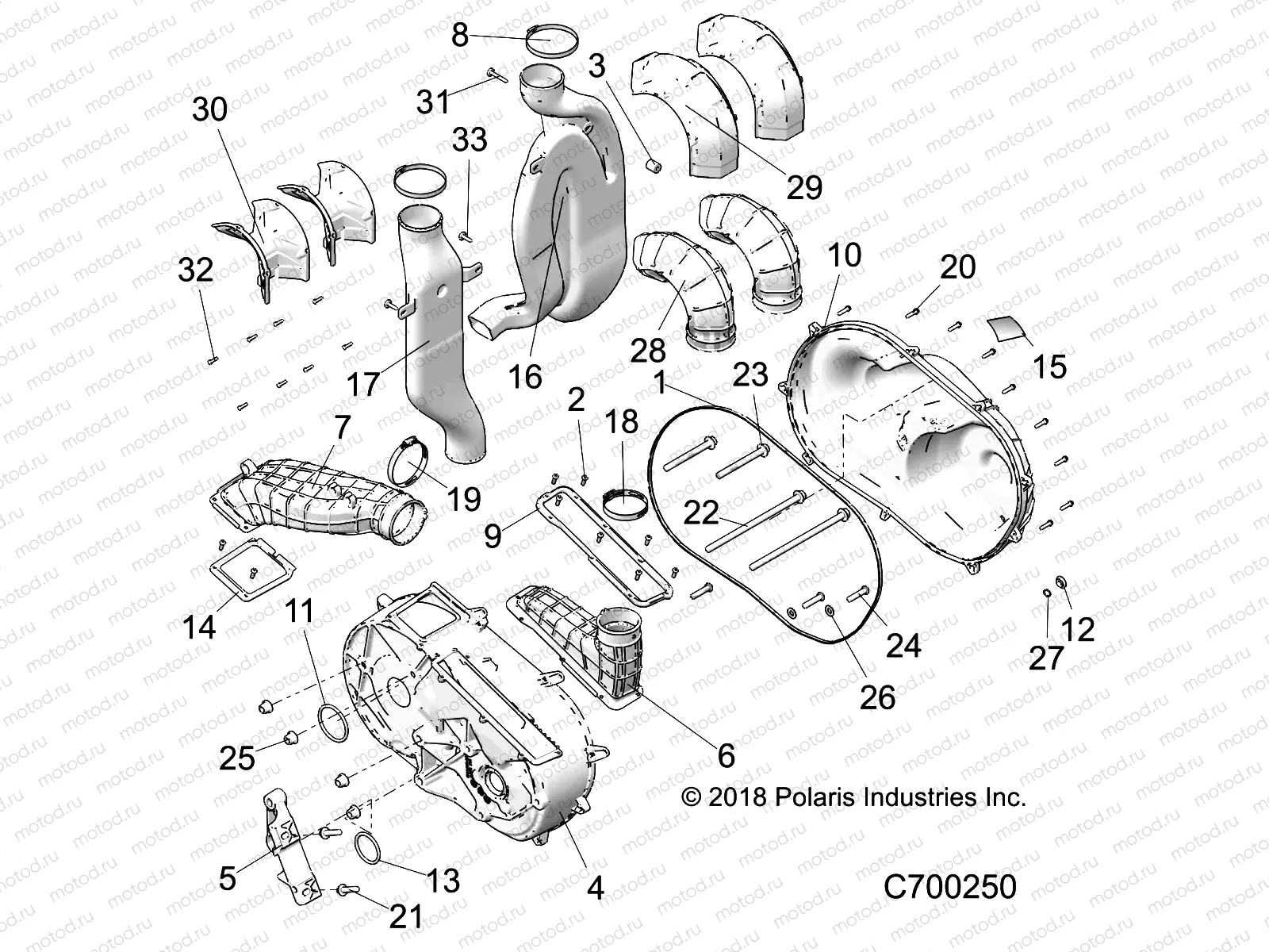 DRIVE TRAIN | DRIVE TRAIN, CLUTCH COVER AND DUCTING - R20RRM99AL (C700250)