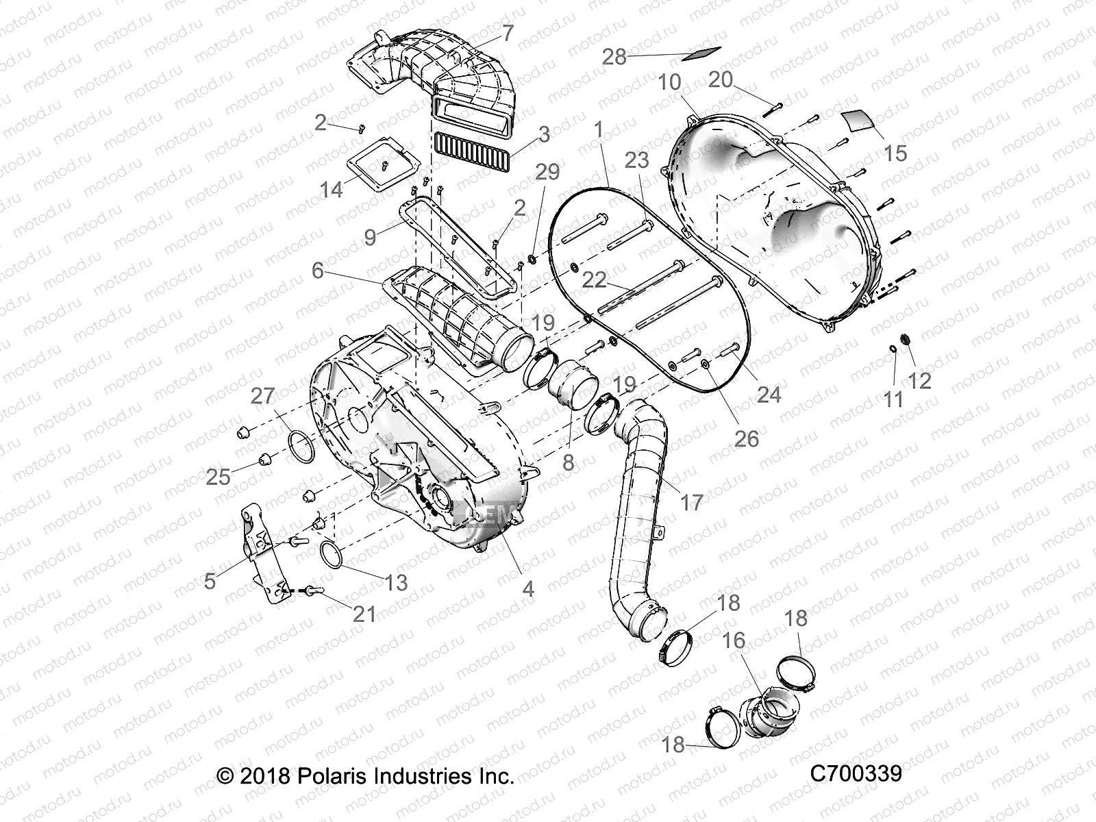 DRIVE TRAIN | DRIVE TRAIN, CLUTCH COVER AND DUCTING - R20RSF99AV/BV (C700339)