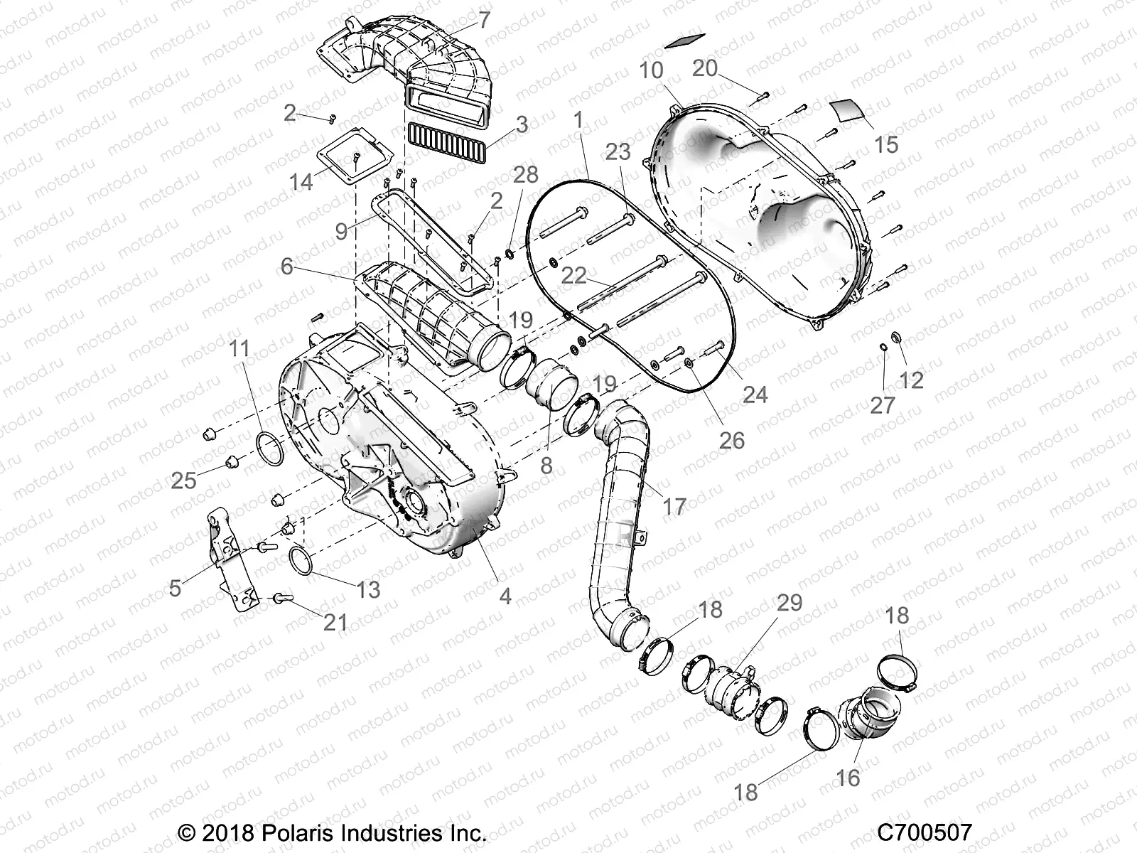 DRIVE TRAIN | DRIVE TRAIN, CLUTCH COVER AND DUCTING - R21RSU99A9/AC/AP/AW/B9/BC/BP/BW (C700507)