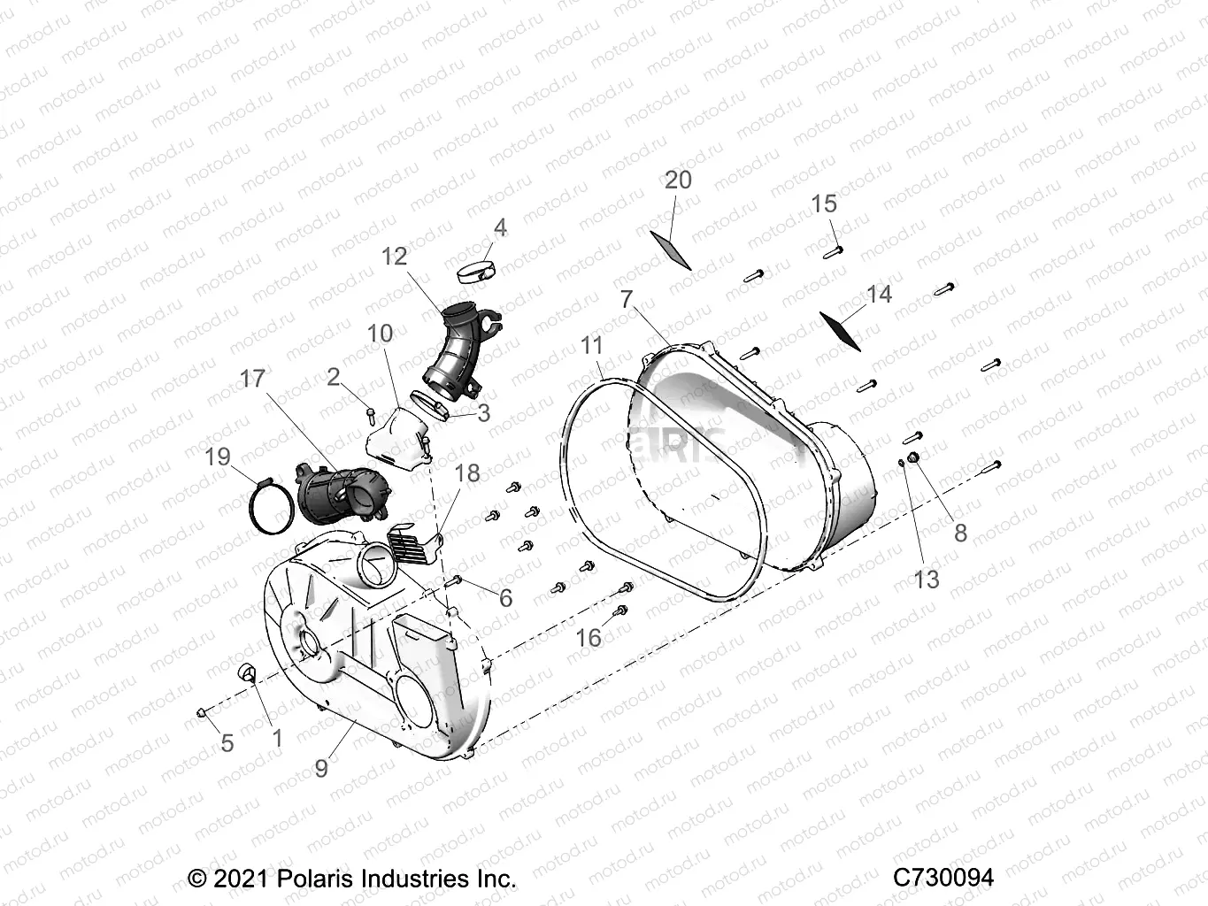 DRIVE TRAIN | DRIVE TRAIN, CLUTCH COVER and DUCTING - R22M4A57B1/EB5/B9 (C730094)