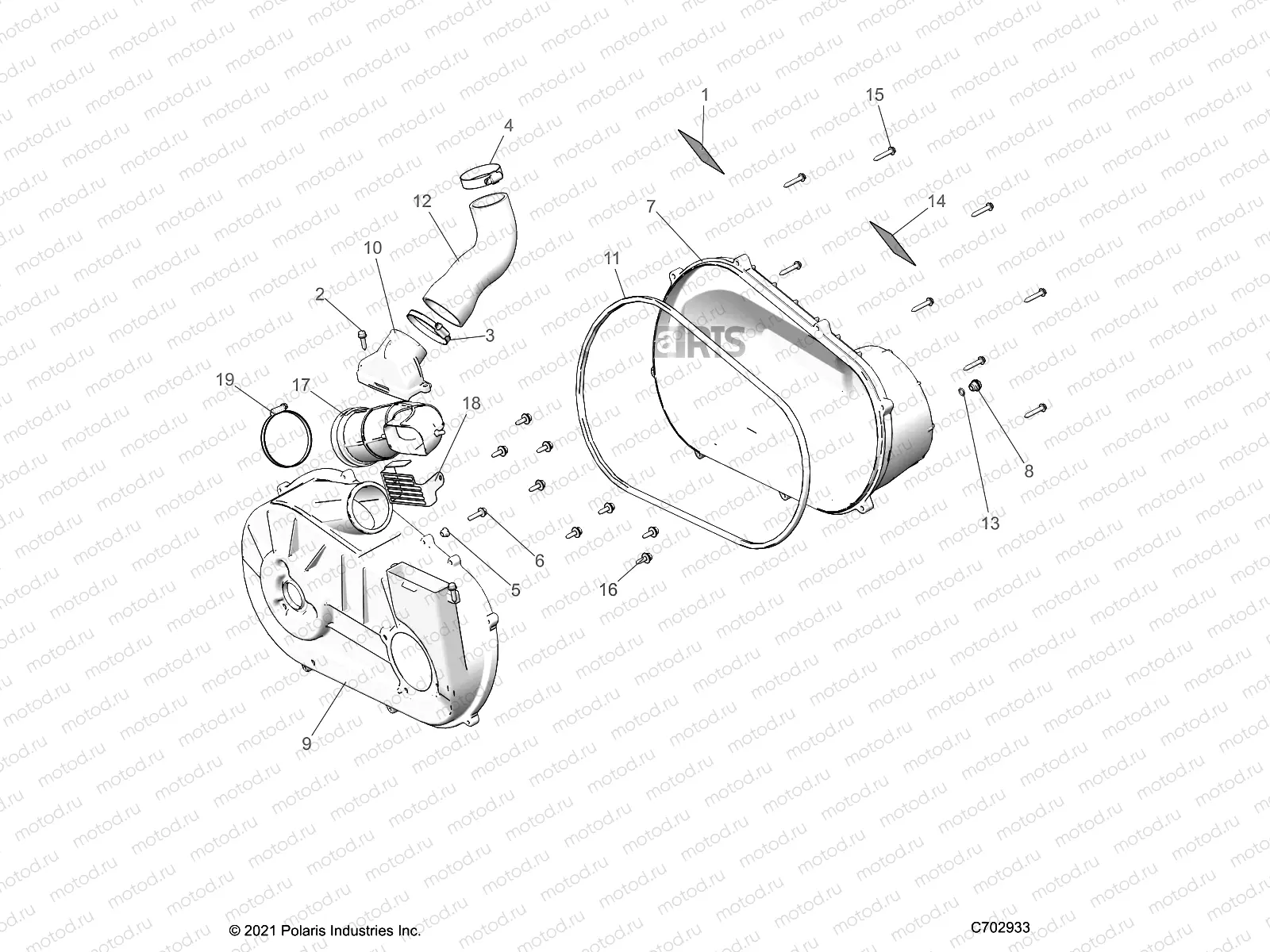 DRIVE TRAIN | DRIVE TRAIN, CLUTCH COVER and DUCTING - R22MAA50J7 (C702933)