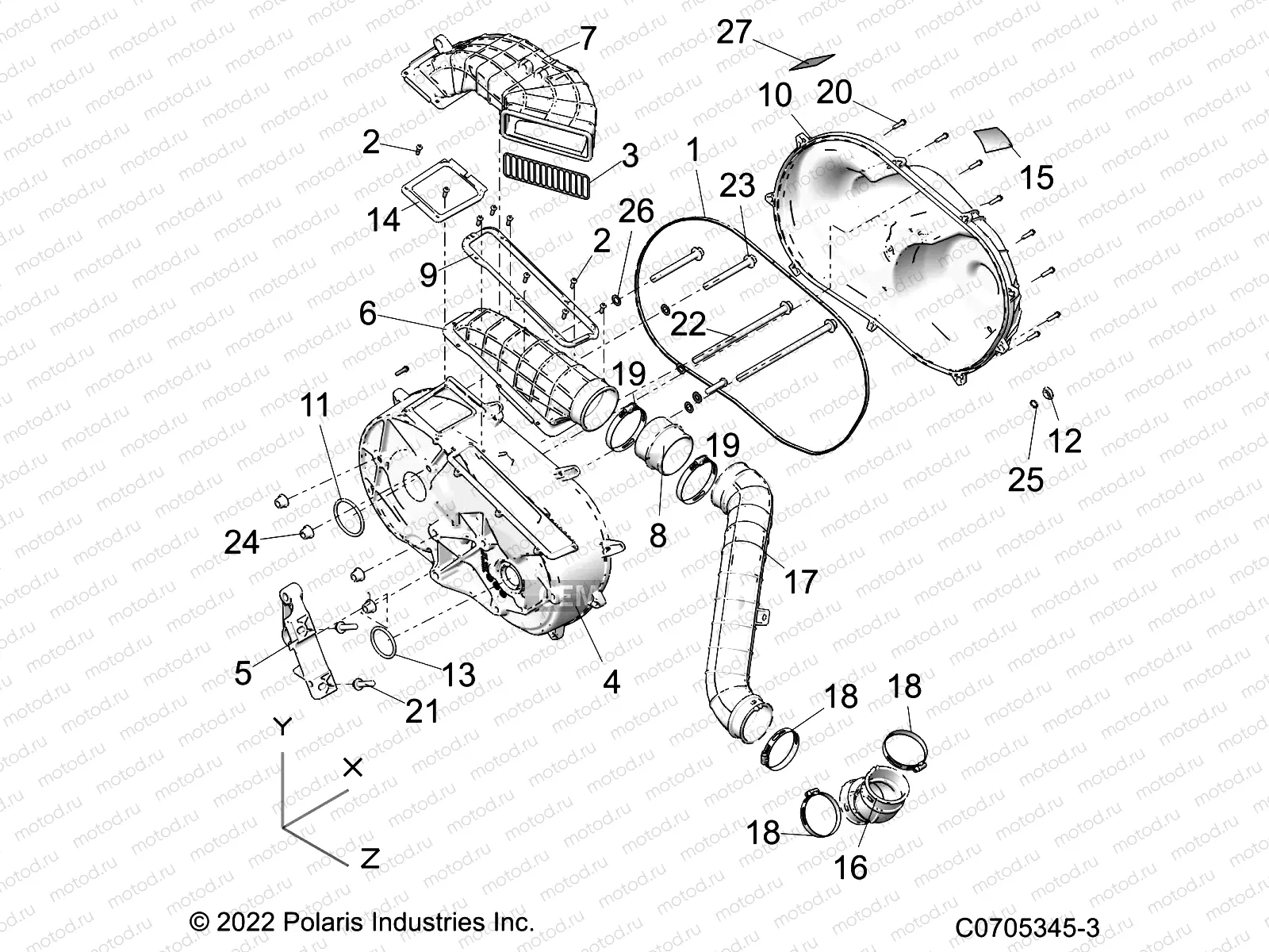 DRIVE TRAIN | DRIVE TRAIN, CLUTCH COVER AND DUCTING - R22RRE99DP (C0705345-3)