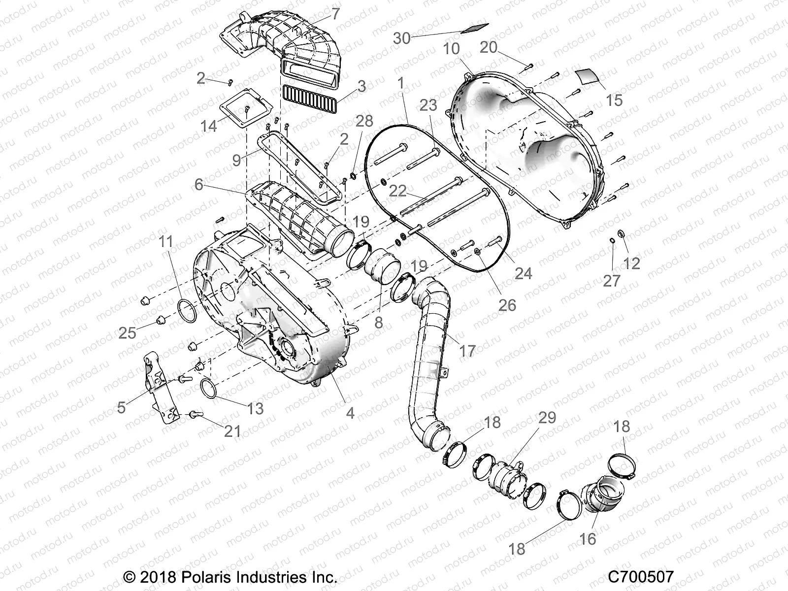 DRIVE TRAIN | DRIVE TRAIN, CLUTCH COVER AND DUCTING - R22RSE99NM (C700507)