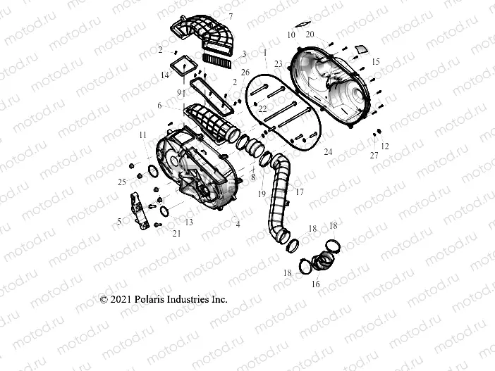 DRIVE TRAIN | DRIVE TRAIN, CLUTCH COVER AND DUCTING - R22RSF99AK (C700232-2)