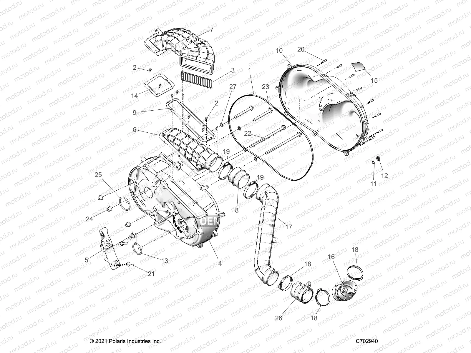 DRIVE TRAIN | DRIVE TRAIN, CLUTCH COVER AND DUCTING - R22RSJ99A9/B9 (C700339)
