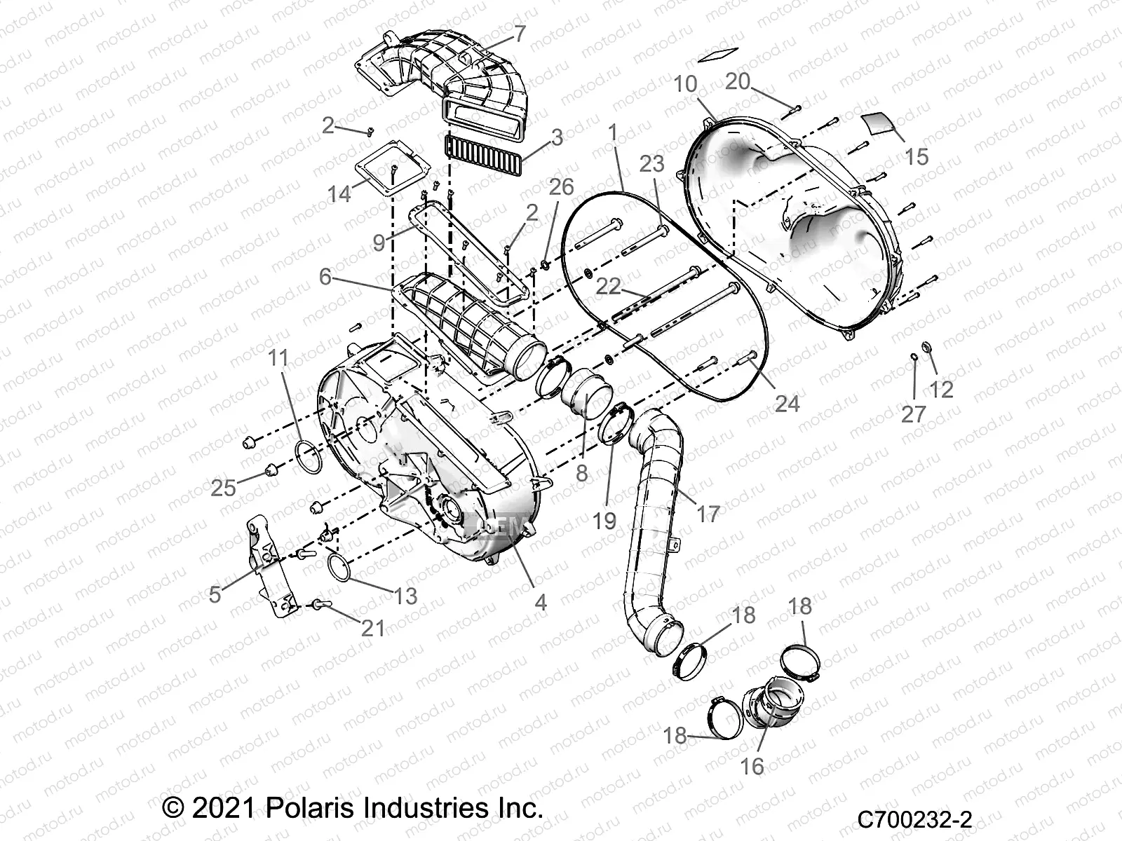 DRIVE TRAIN | DRIVE TRAIN, CLUTCH COVER AND DUCTING - R23RRE99AJ/BJ/AK/BK/AX/BX/A9/B9 (C700232-2)