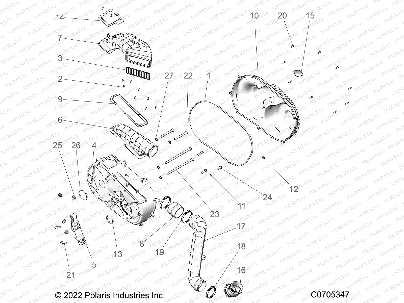 DRIVE TRAIN | DRIVE TRAIN, CLUTCH COVER AND DUCTING - R23RRE99JA (C0705347)