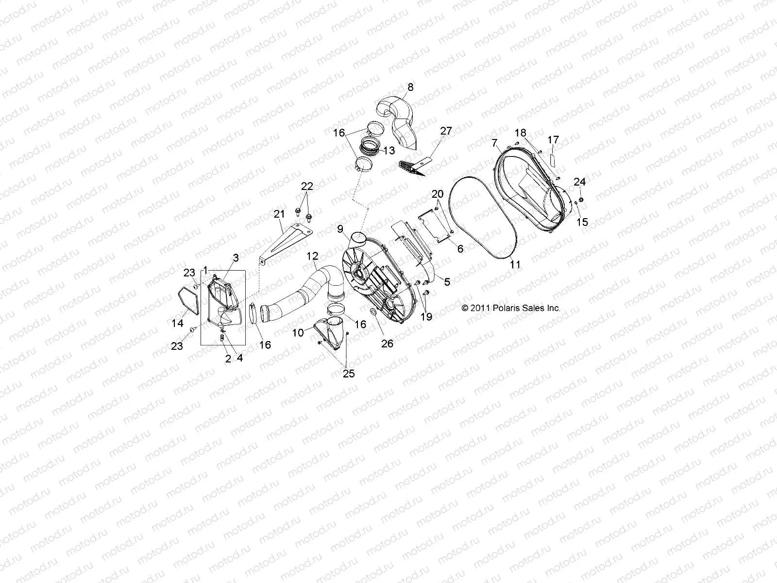 DRIVE TRAIN | DRIVE TRAIN, CLUTCH COVER and DUCTING - Z14JT9EFX (49RGRCLUTCHCVR12RZRXP900)