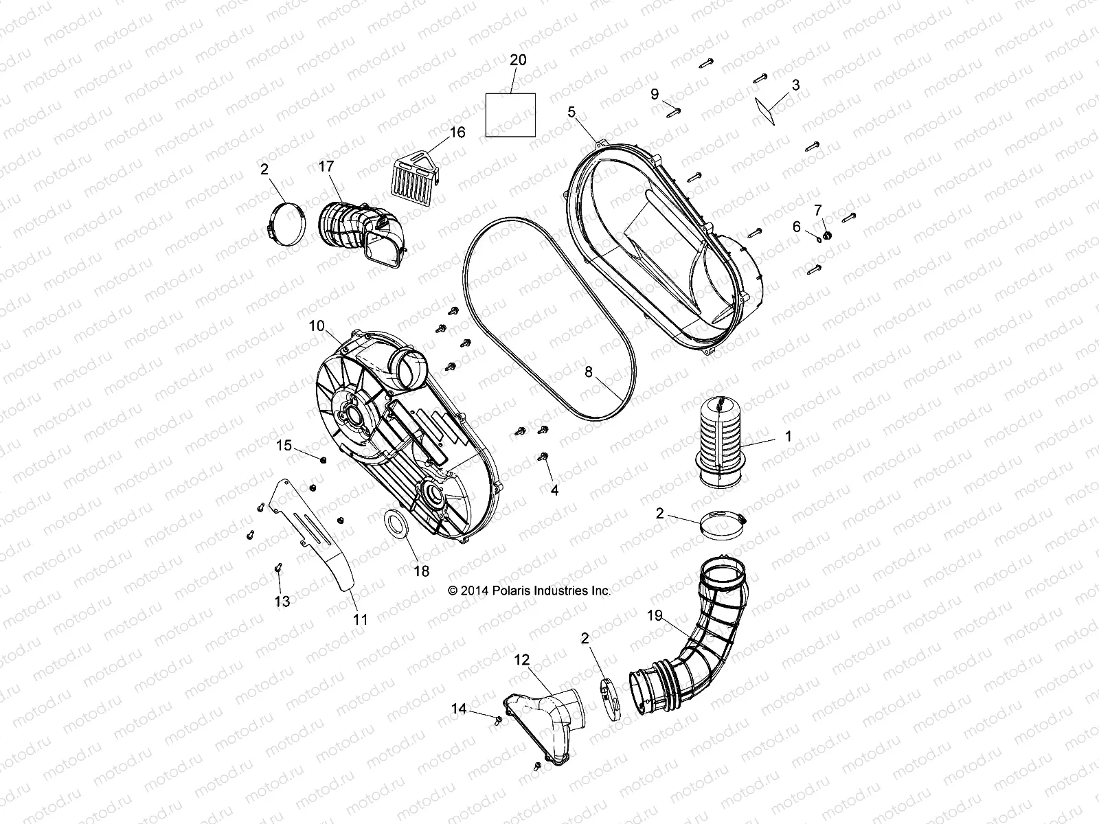 DRIVE TRAIN | DRIVE TRAIN, CLUTCH COVER AND DUCTING - Z15VBE87FK/JK (49RGRCLUTCHCVR15RZR900)