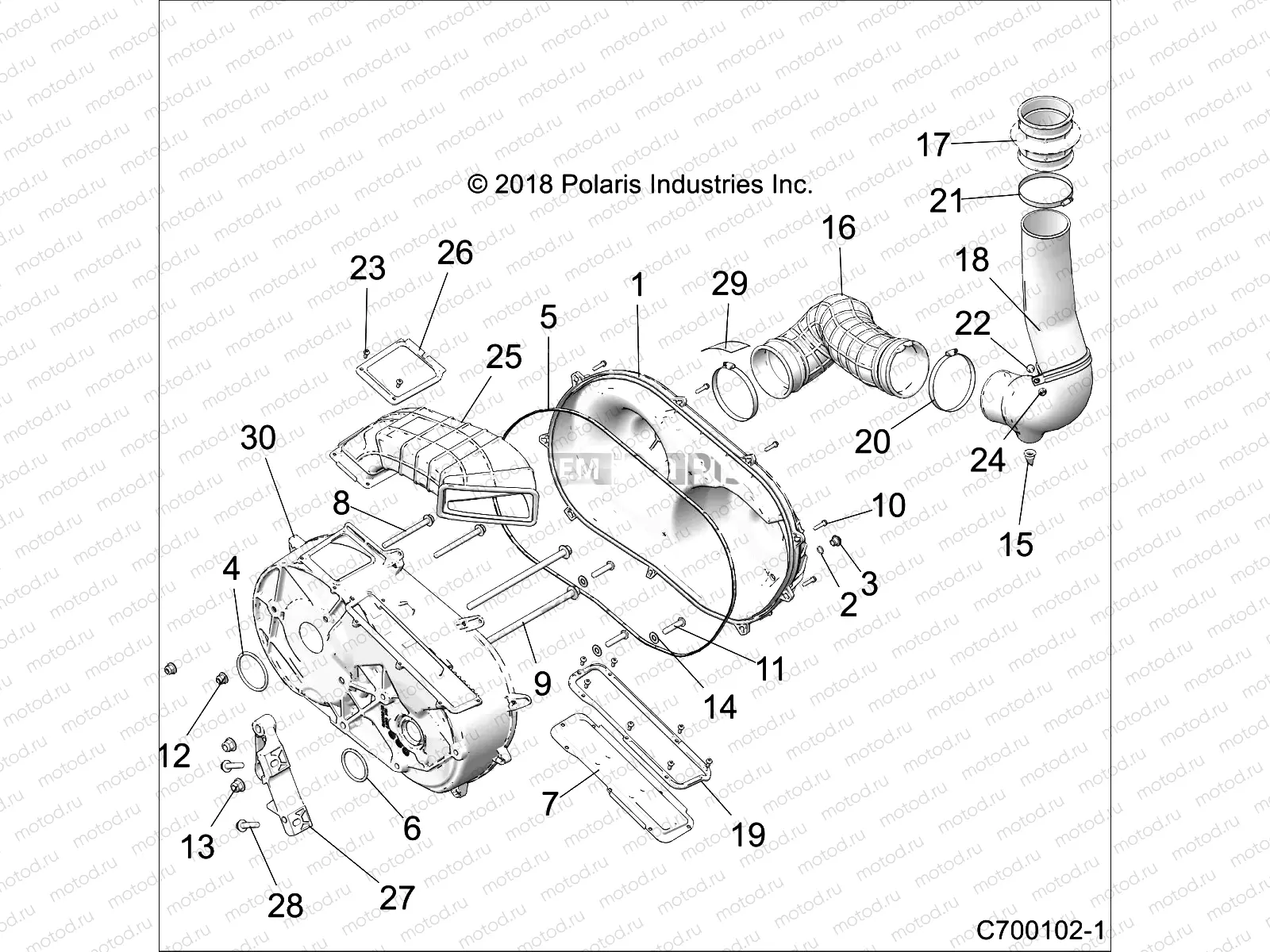 DRIVE TRAIN | DRIVE TRAIN, CLUTCH COVER AND DUCTING - Z18VGE99AK/AW/BK/BW (C700102-1)