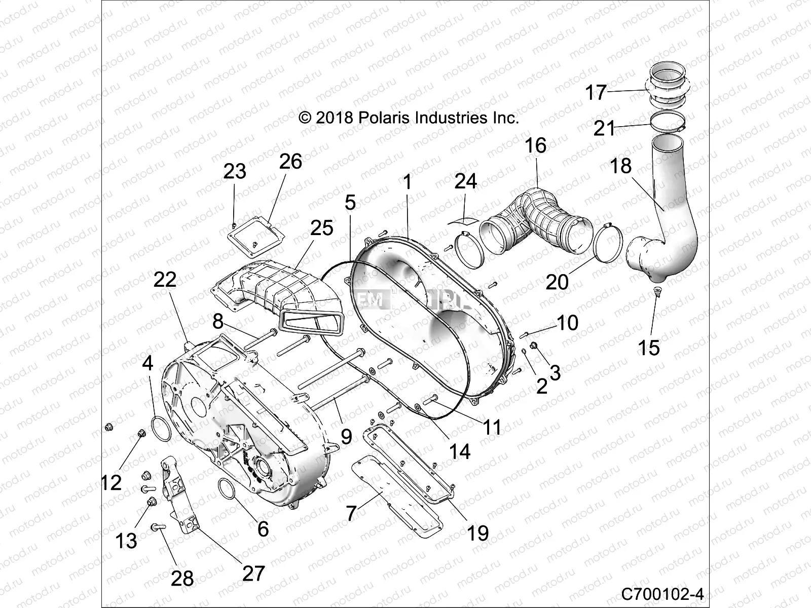 DRIVE TRAIN | DRIVE TRAIN, CLUTCH COVER AND DUCTING - Z19VGE99AK/AW/BK/BW (C700102-4)