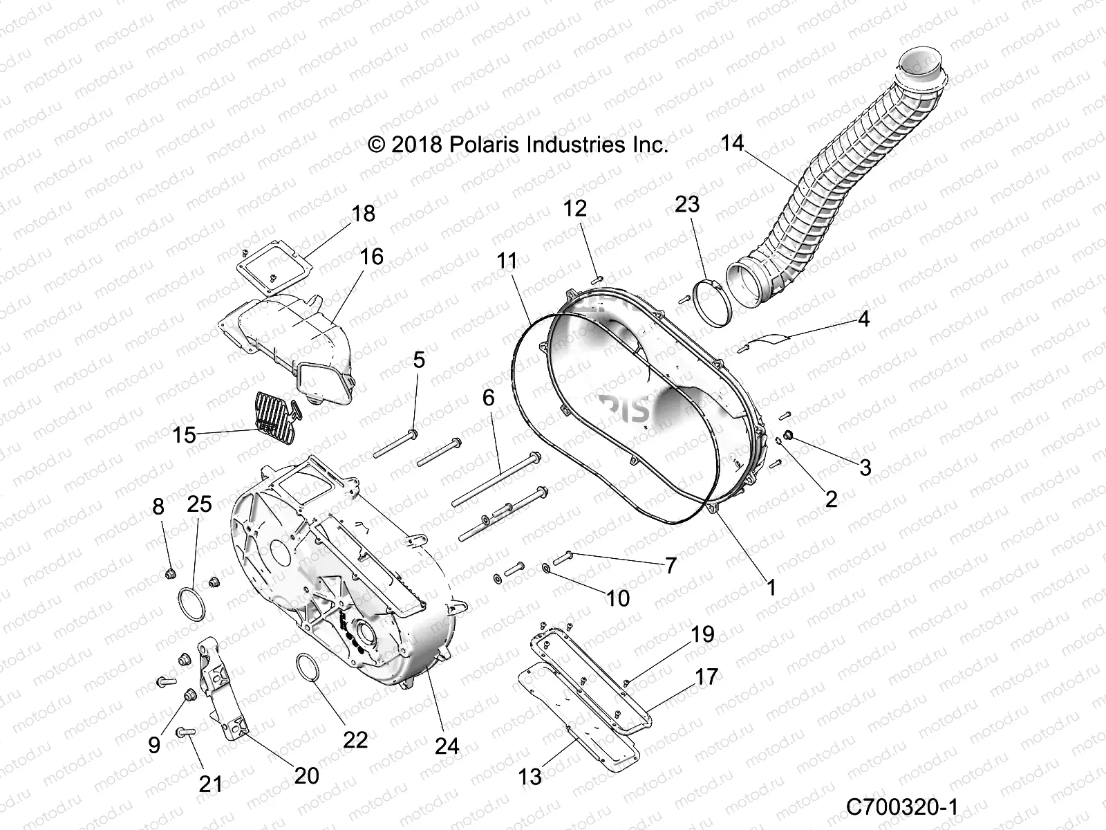 DRIVE TRAIN | DRIVE TRAIN, CLUTCH COVER AND DUCTING - Z19VPL92AK/BK/AR/BR/AM/BM (C700320-1)