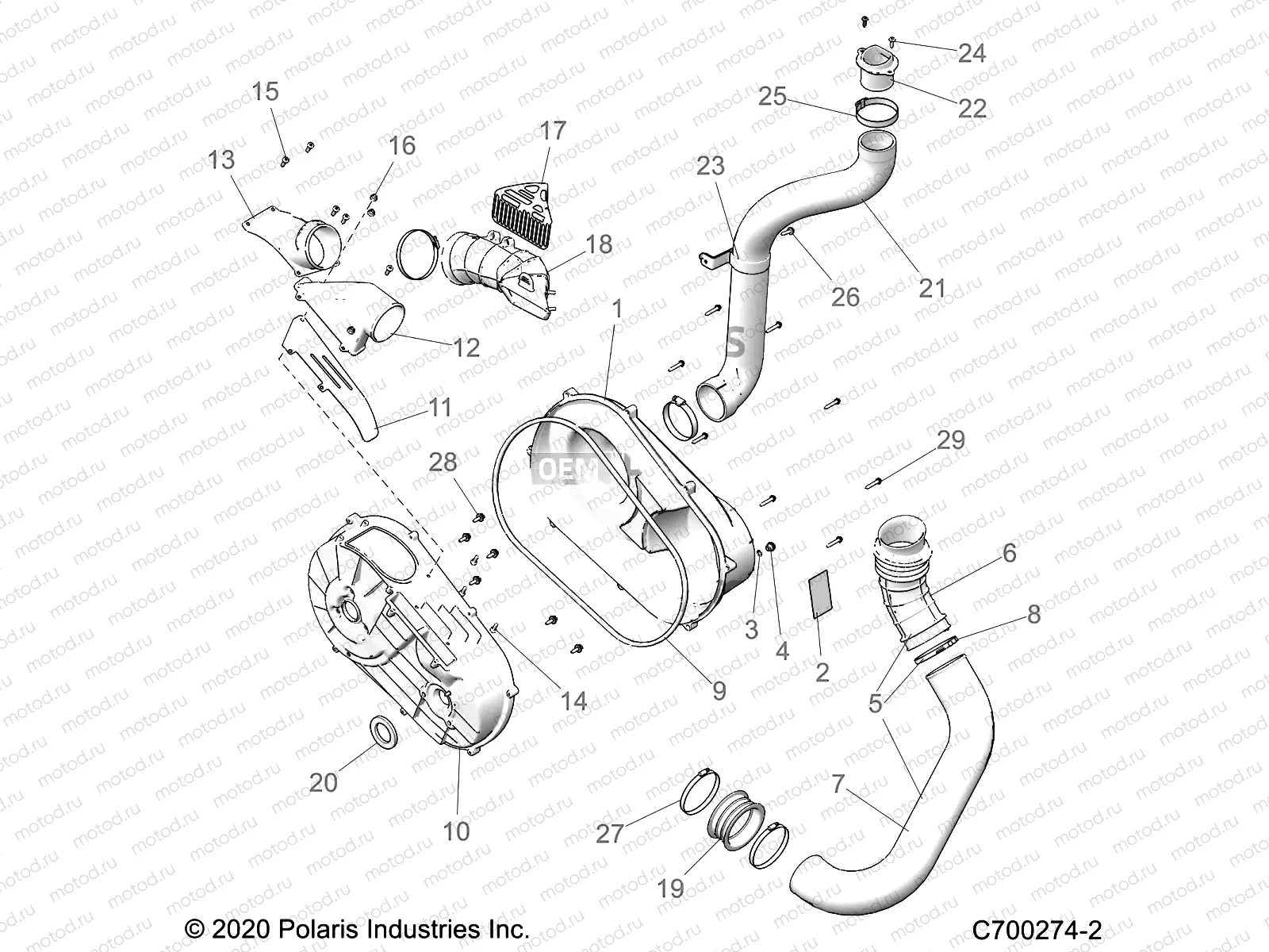 DRIVE TRAIN | DRIVE TRAIN, CLUTCH COVER AND DUCTING - Z20N4E99NC (C700274-1)