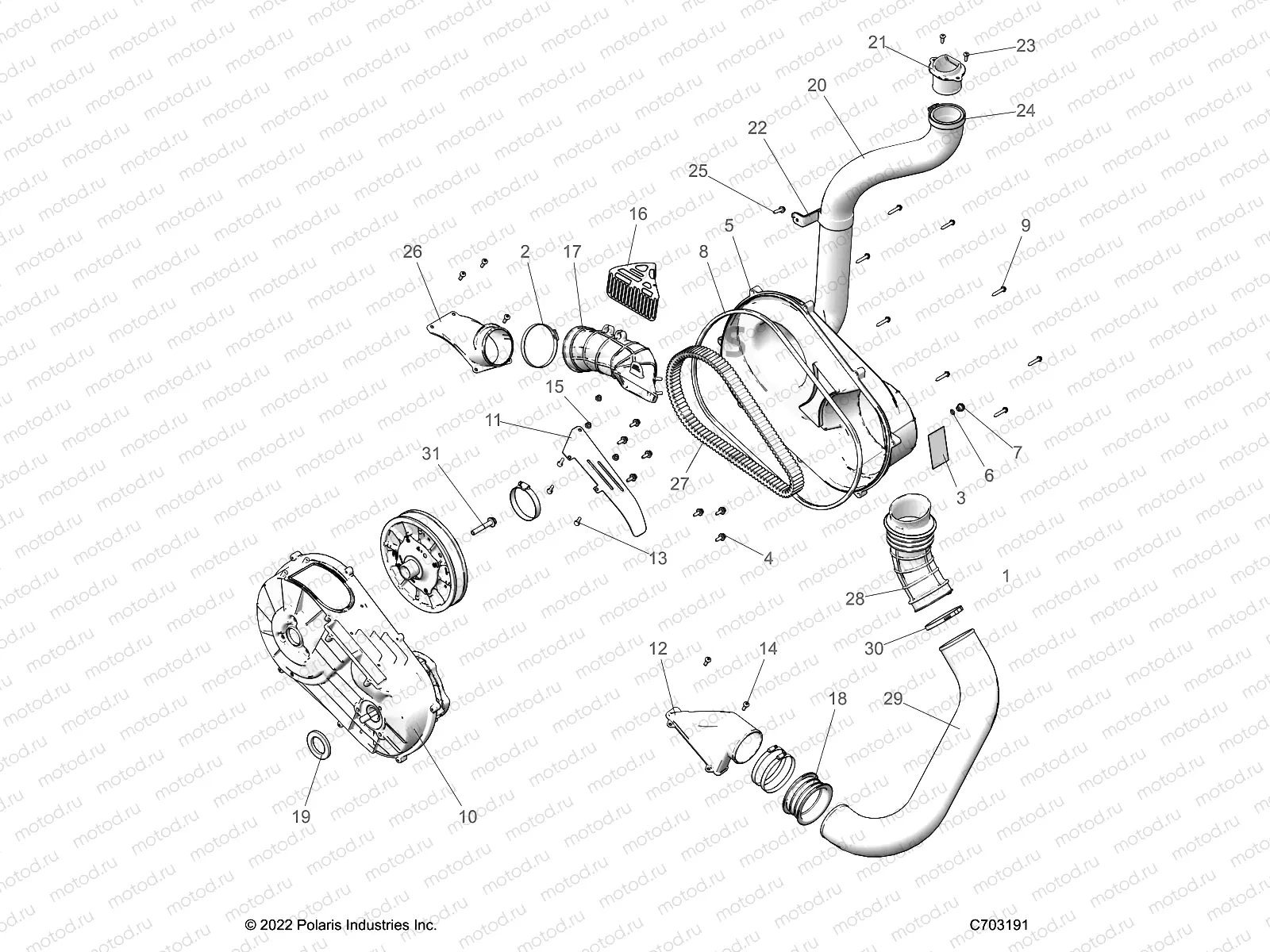 DRIVE TRAIN | DRIVE TRAIN, CLUTCH COVER AND DUCTING - Z23NAE99FR/SCR/FR (C703191)