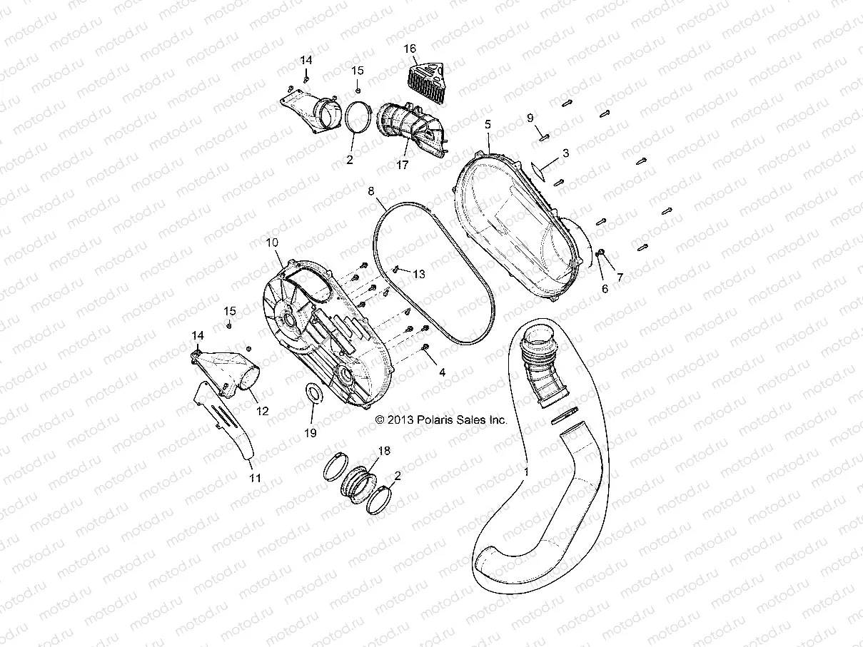 DRIVE TRAIN | DRIVE TRAIN, CLUTCH OVER AND DUCTING - Z14ST1EFX (49RGRCLUTCHCVR14RZR1000)
