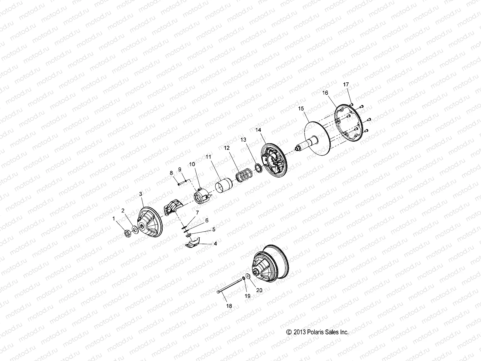DRIVE TRAIN | DRIVE TRAIN, CLUTCH, PRIMARY - S22CBA5TSL (49SNOWDRIVECLUTCH14550)