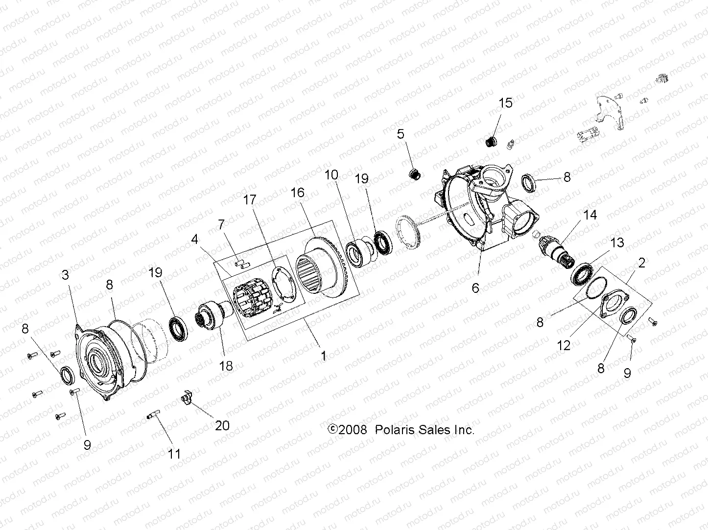 DRIVE TRAIN | DRIVE TRAIN, FRONT GEARCASE - A08LH46AQ/AX/AZ (49ATVGEARCASE08SP3)