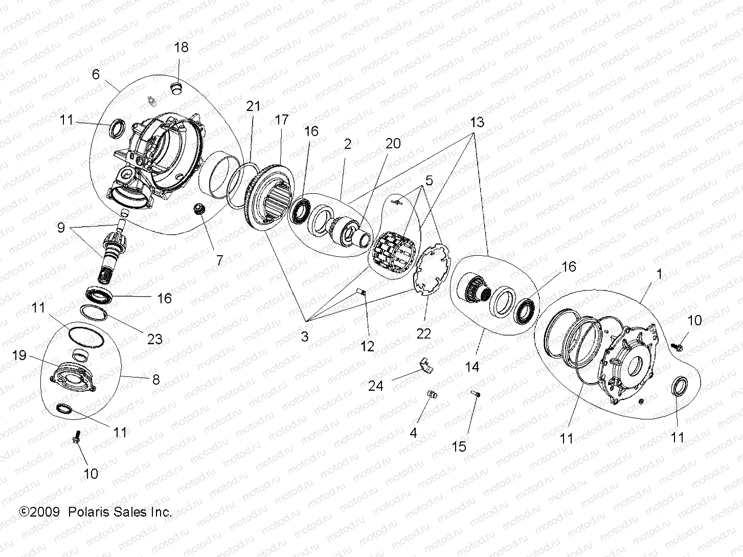 DRIVE TRAIN | DRIVE TRAIN, FRONT GEARCASE (Built 11/01/09 and Before) - A10MH76AJ/MN76AX/AZ (49ATVGEARCASE1332772)