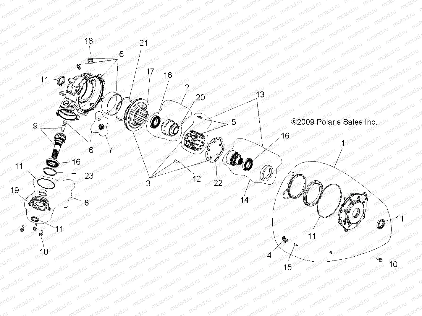 DRIVE TRAIN | DRIVE TRAIN, FRONT GEARCASE (Built 11/02/09 to 3/08/10) - A10MH76AJ/MN76AX/AZ (49ATVGEARCASE08SP500)