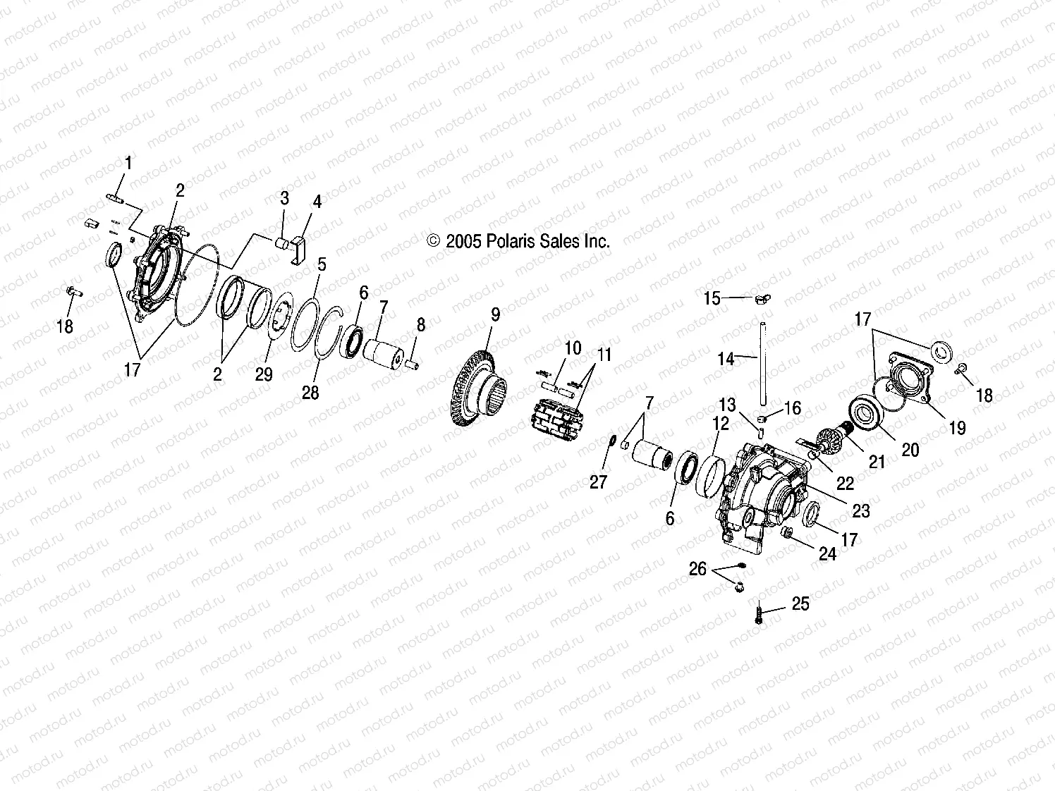 DRIVE TRAIN | DRIVE TRAIN, FRONT GEARCASE (Built 8/28/07 and Before) - R08RH68 ALL OPTIONS (4999202259920225D03)