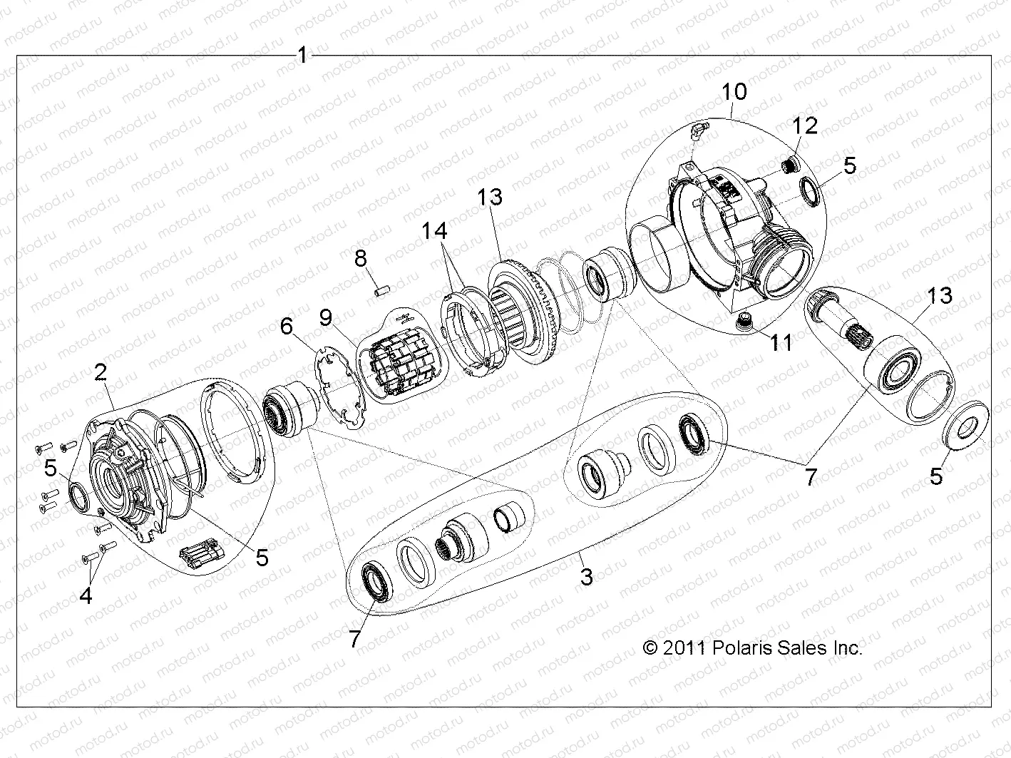DRIVE TRAIN | DRIVE TRAIN, FRONT GEARCASE INTERNALS 1332842 - R13WH90DG (49RGRTRANSINTL1332842)