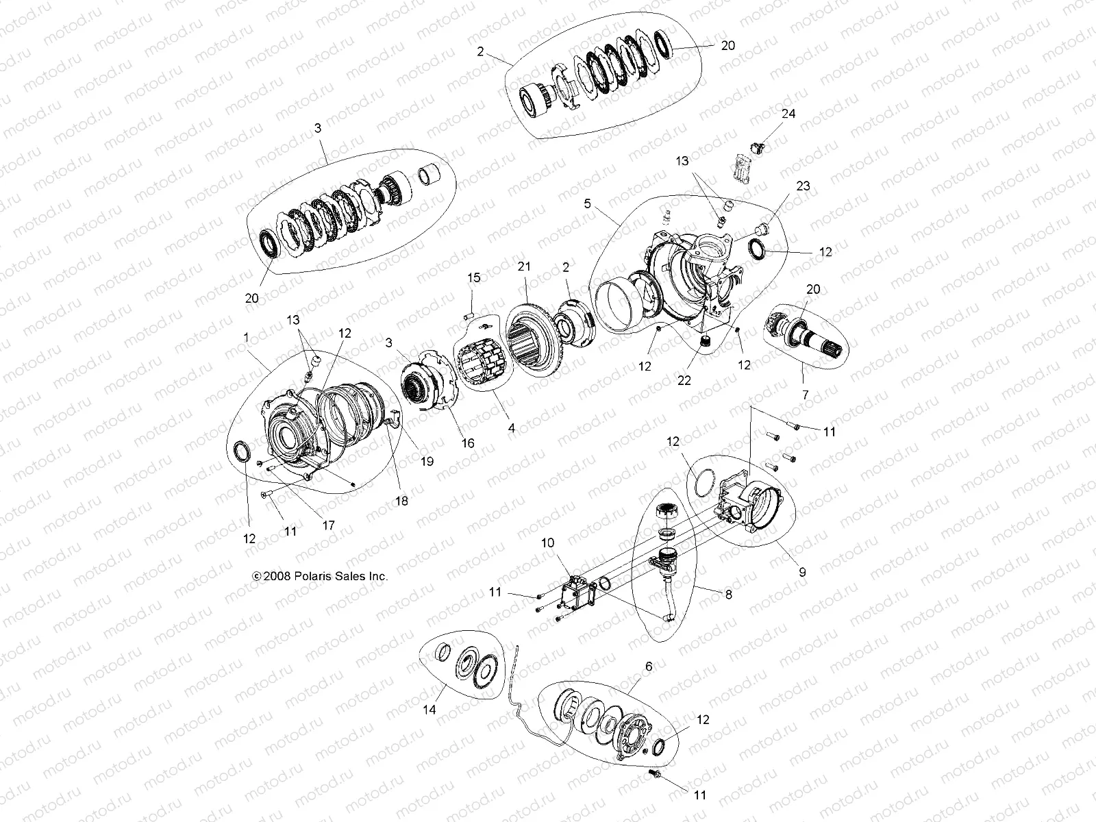 DRIVE TRAIN | DRIVE TRAIN, FRONT GEARCASE INTERNALS - A09ZN55AL/AQ/AS/AT/AX (49ATVGEARCASEFWBD09SPXP550)
