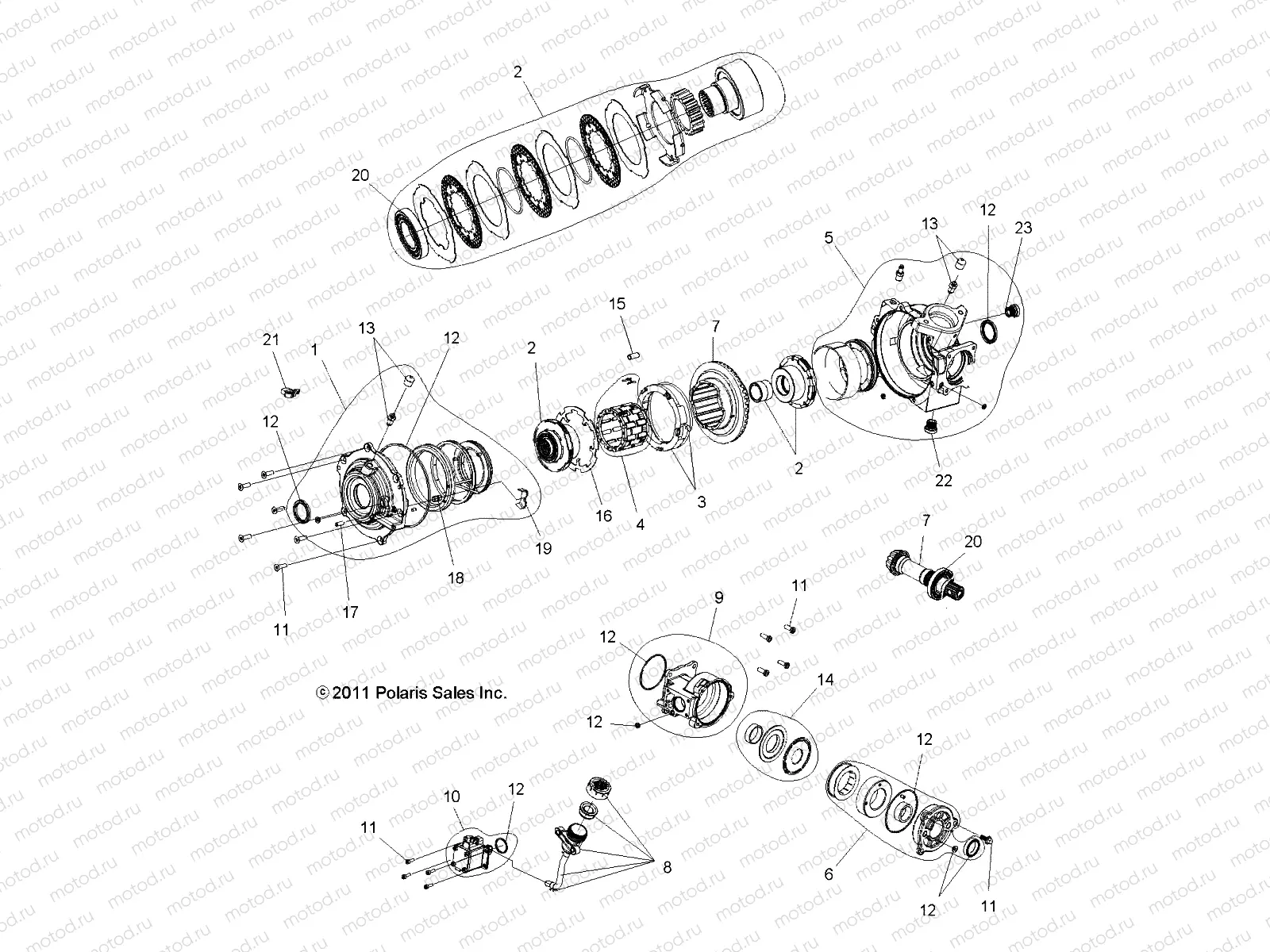 DRIVE TRAIN | DRIVE TRAIN, FRONT GEARCASE INTERNALS - A14TN55FA (49ATVGEARCASE1332963)